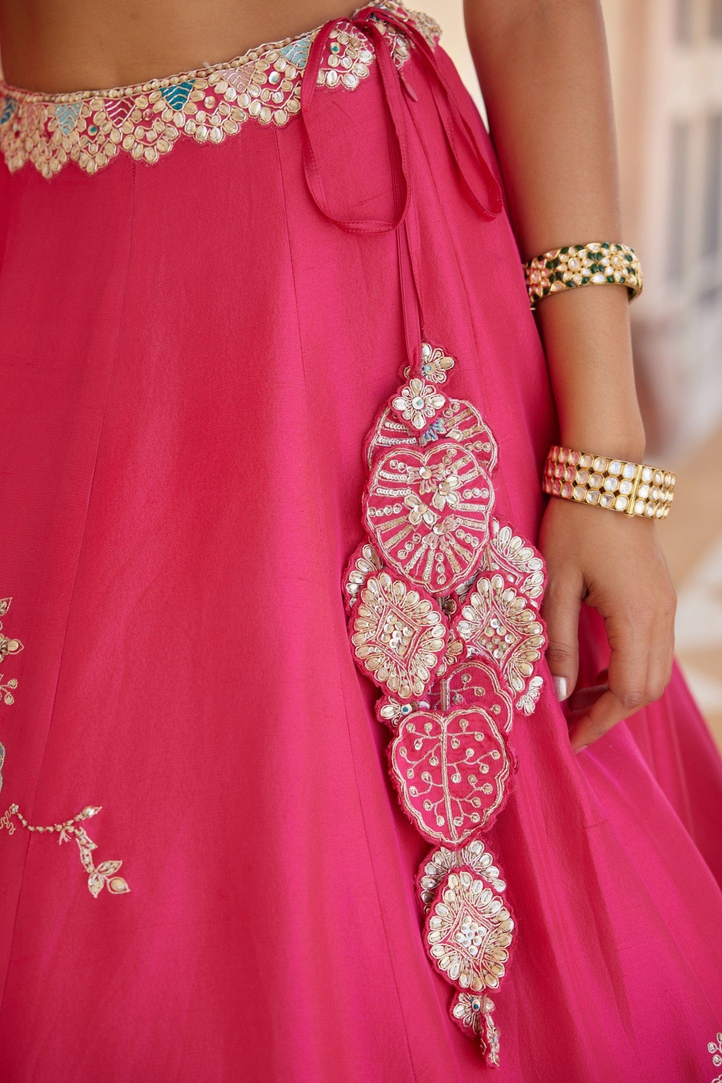 Dark Fuchsia Embroidered Lehenga