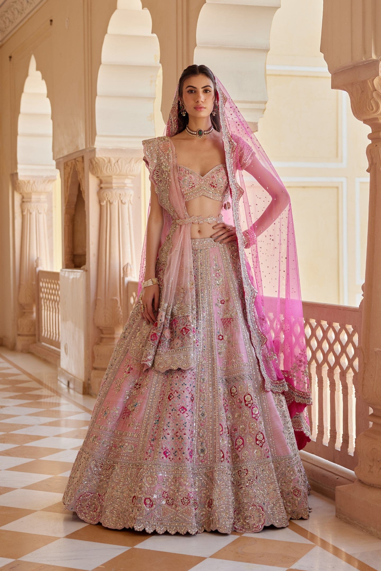 Tea Rose Embroidered Bridal Lehenga Set Osaa by Adarsh