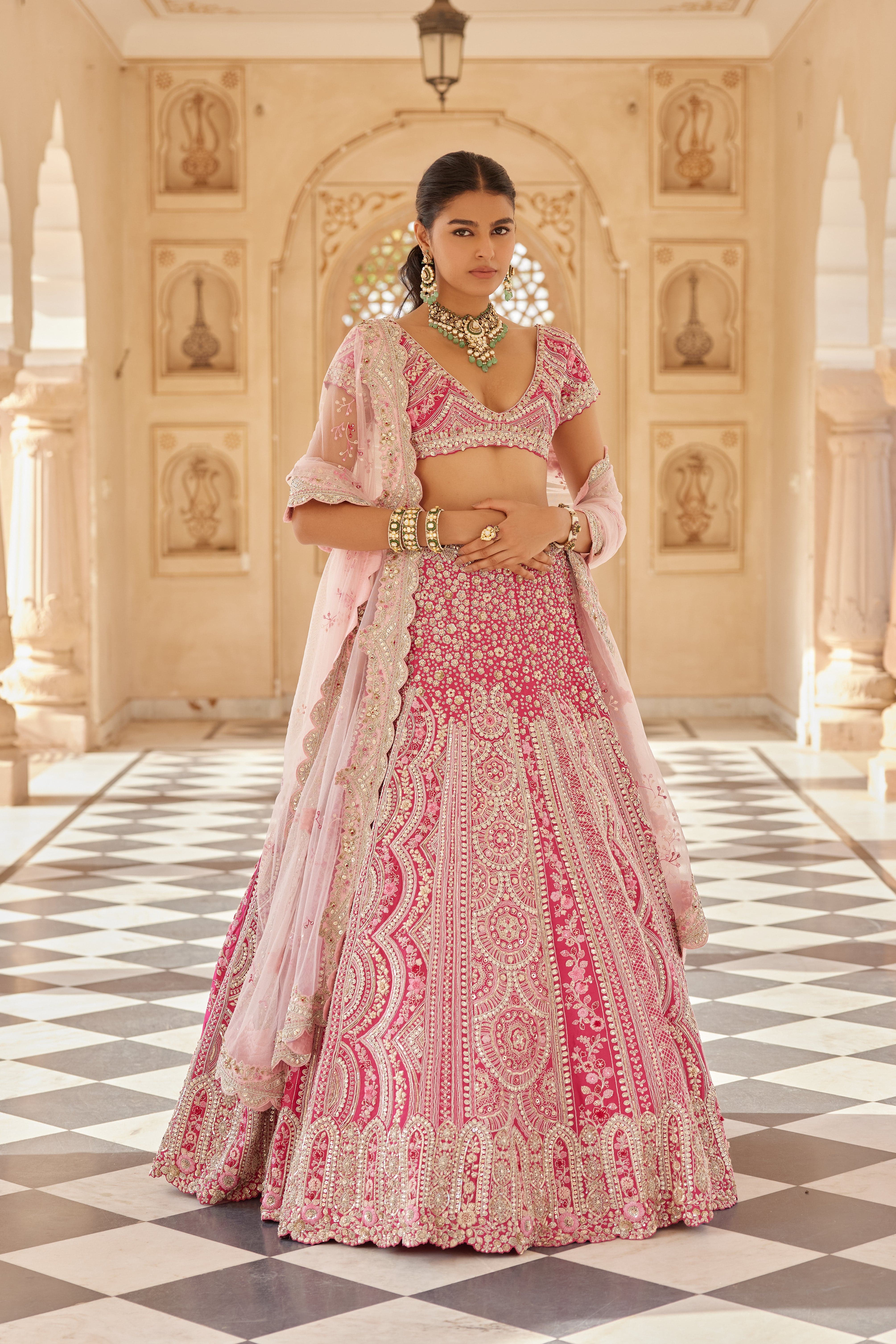 Scarlet Embroidered Lehenga