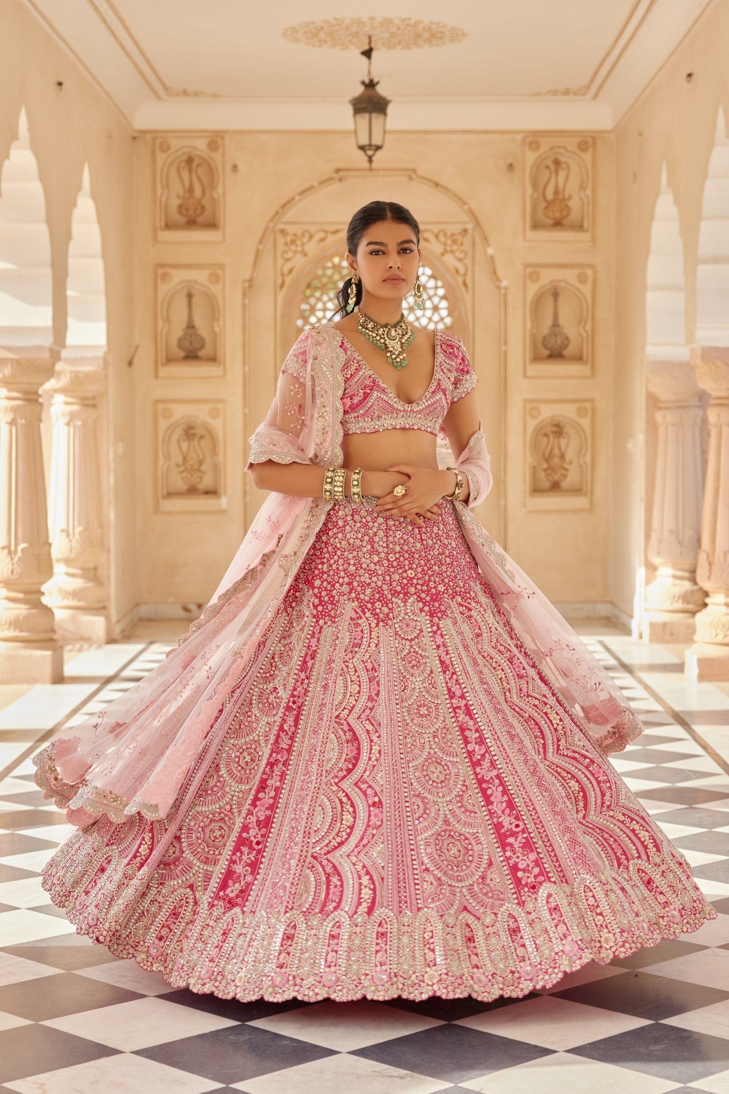 Scarlet Embroidered Lehenga