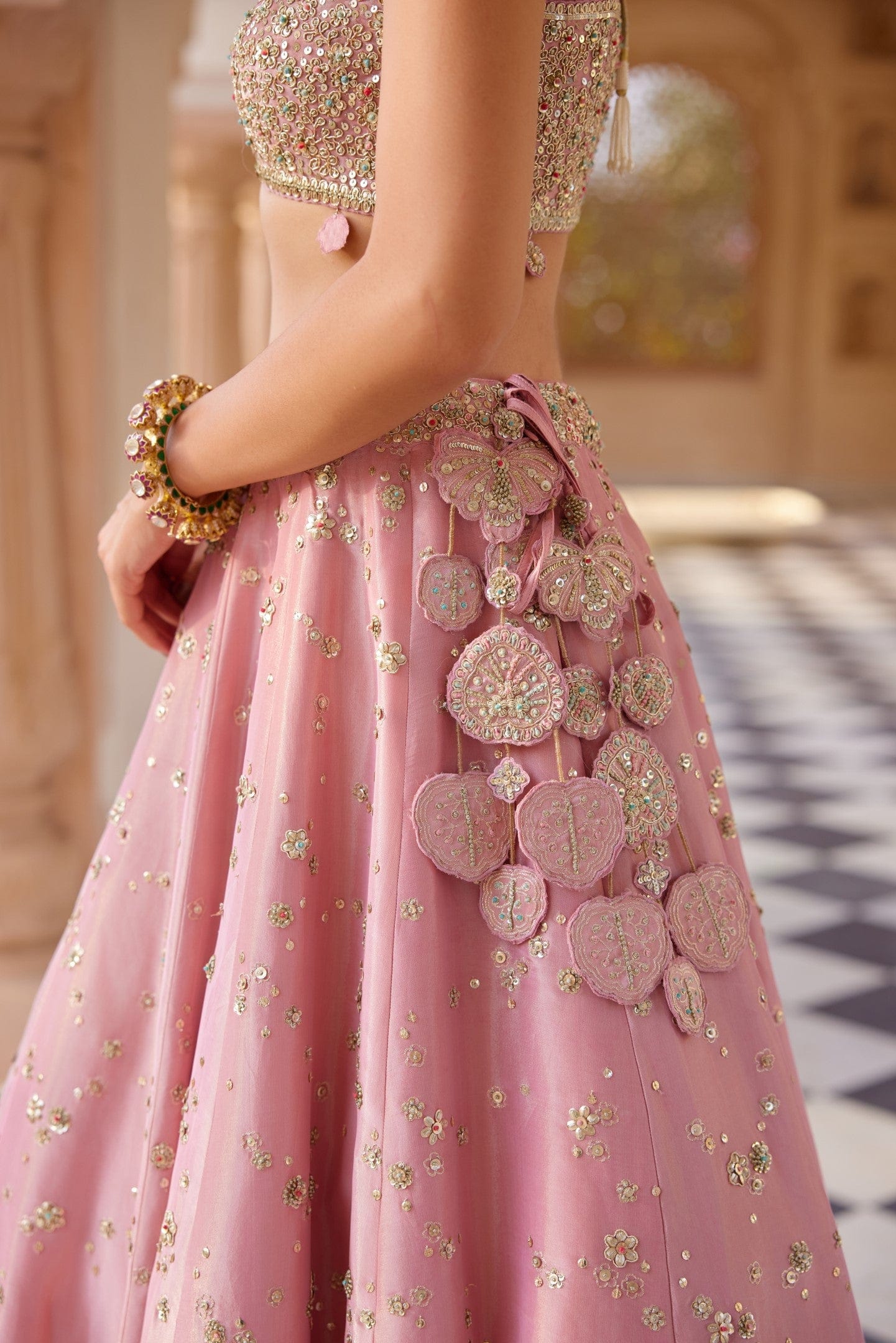 Flamingo Pink Embroidered Lehenga