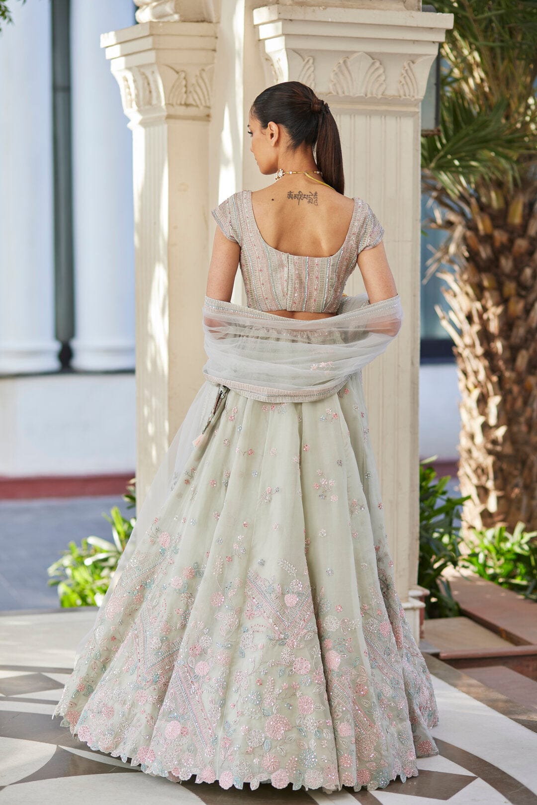 Cucumber Embroidered Lehenga