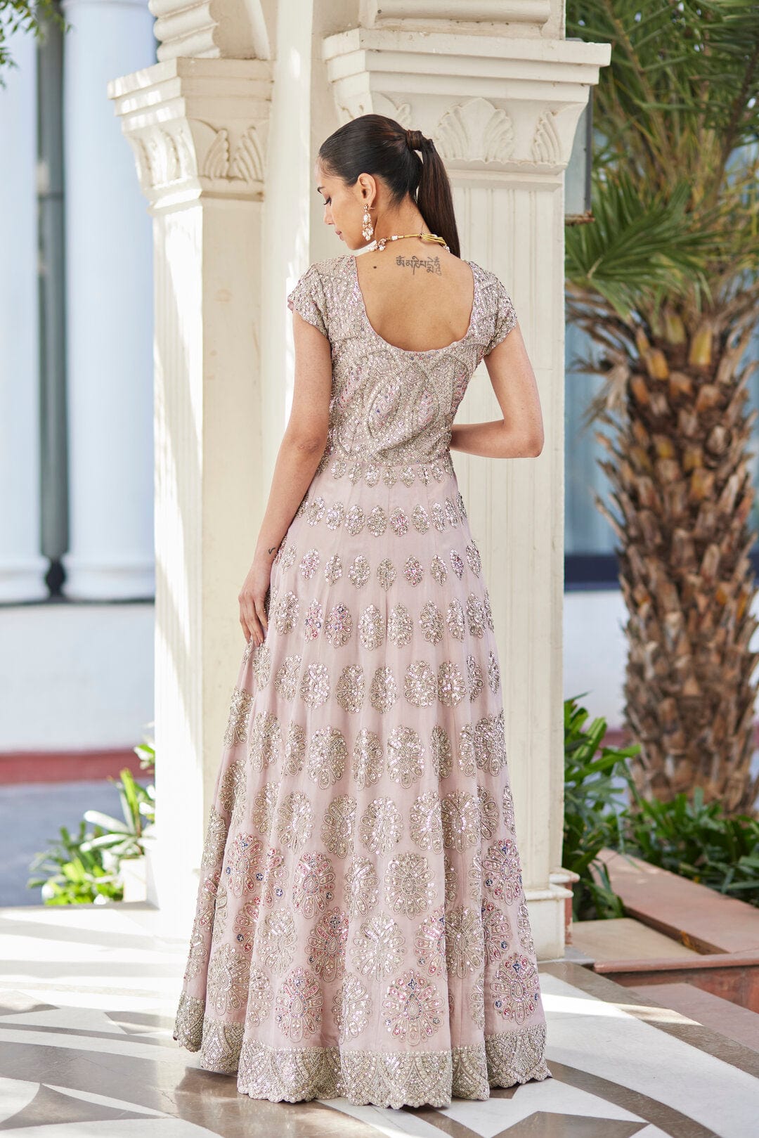 Lavender Silk Embroidered Gown
