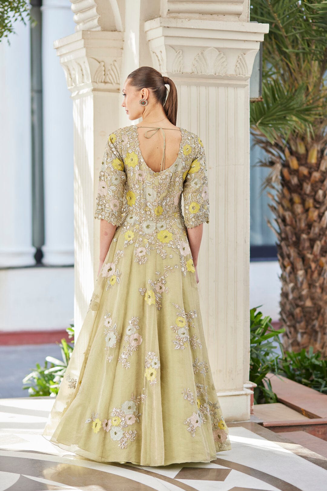 Mist Green Embroidered Gown