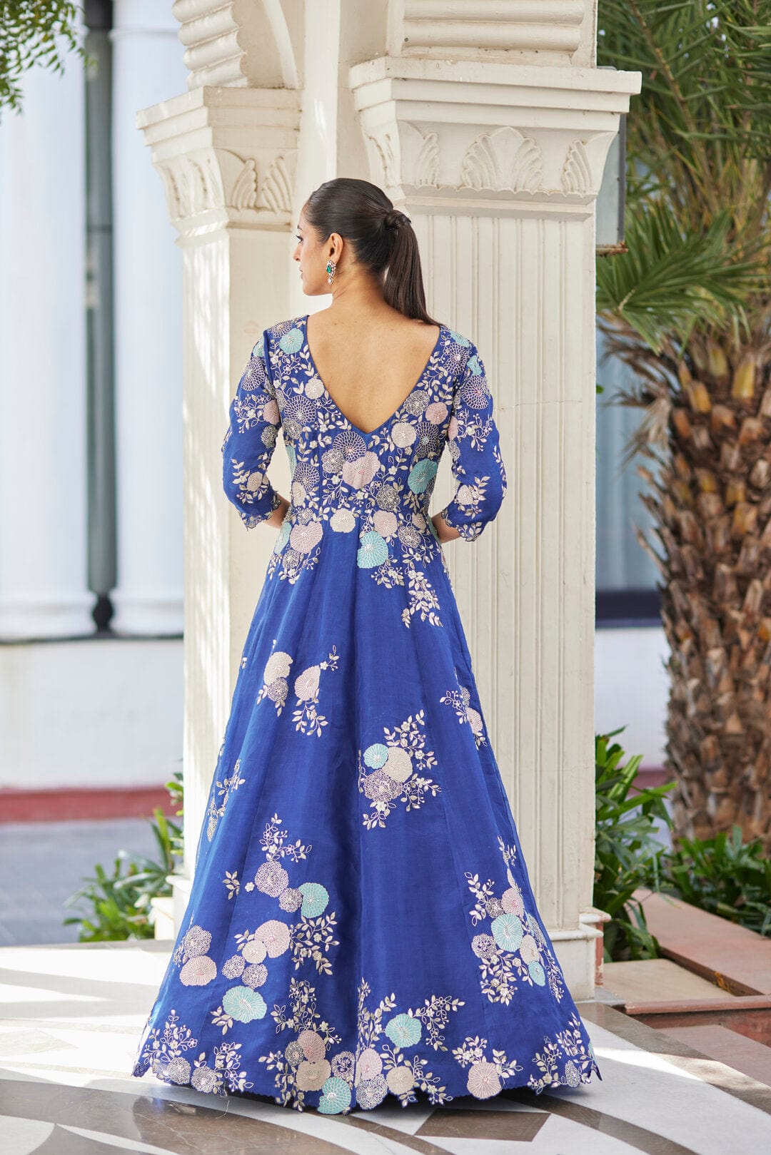 Midnight Blue Embroidered Gown