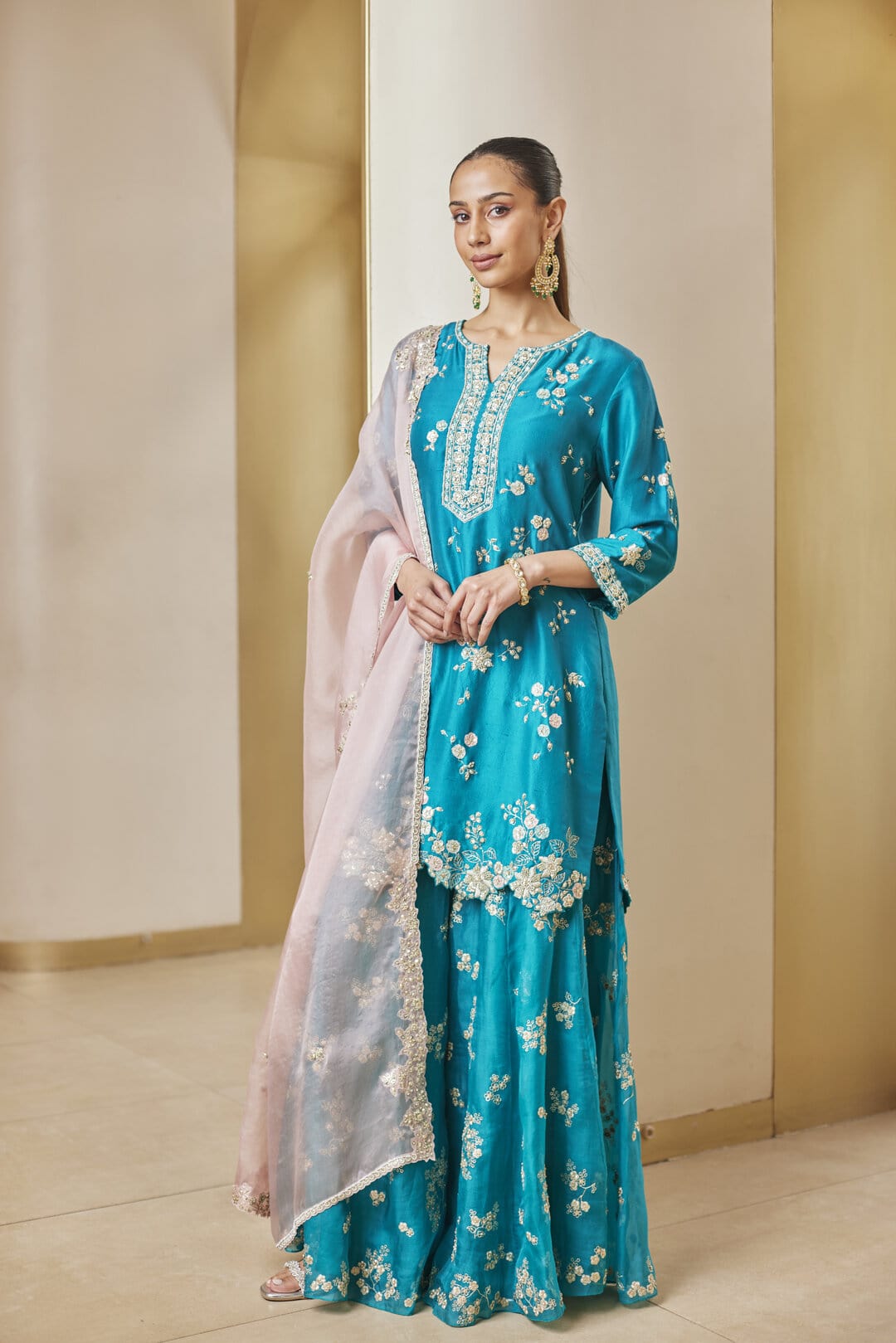 Pine Embroidered Sharara