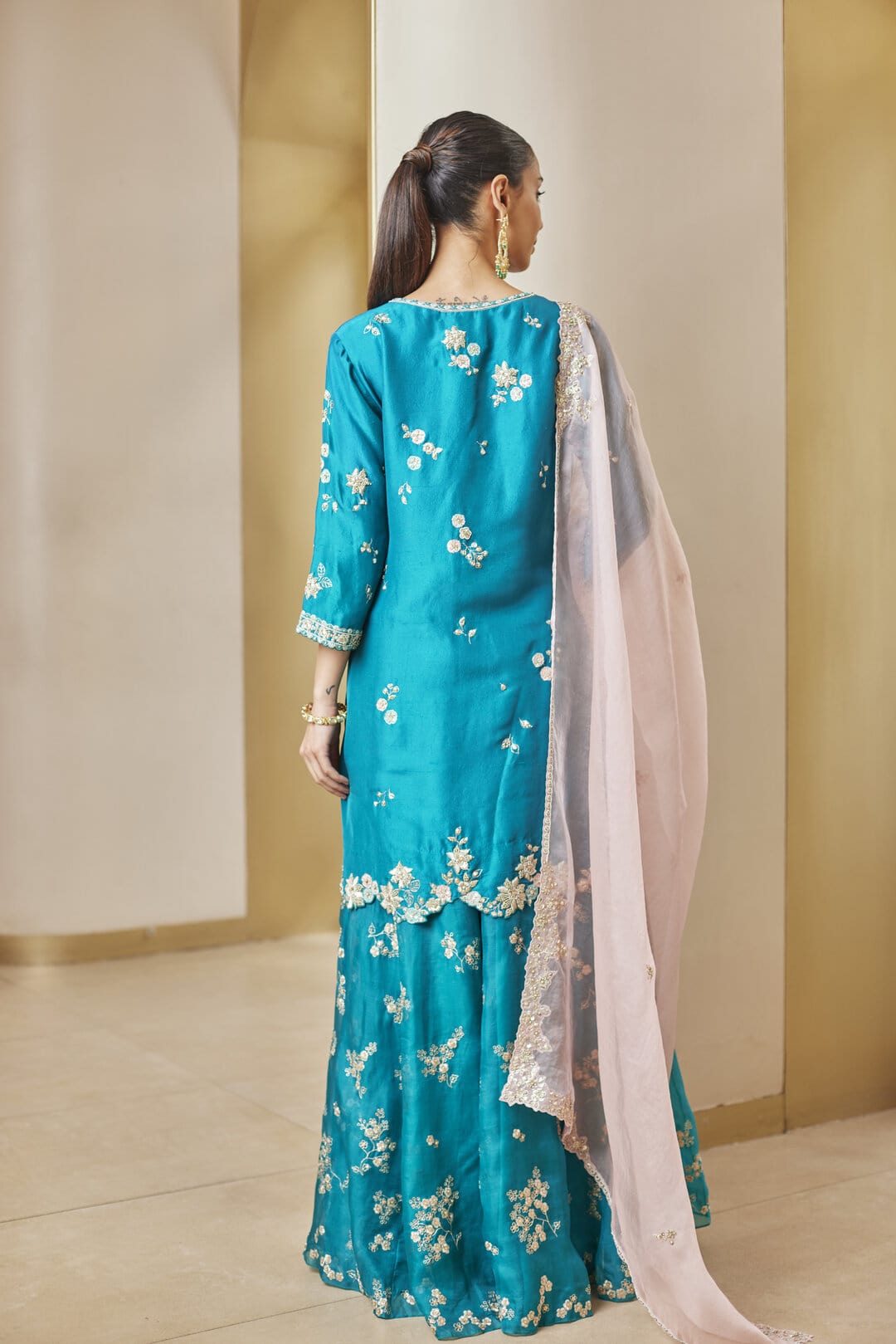 Pine Embroidered Sharara