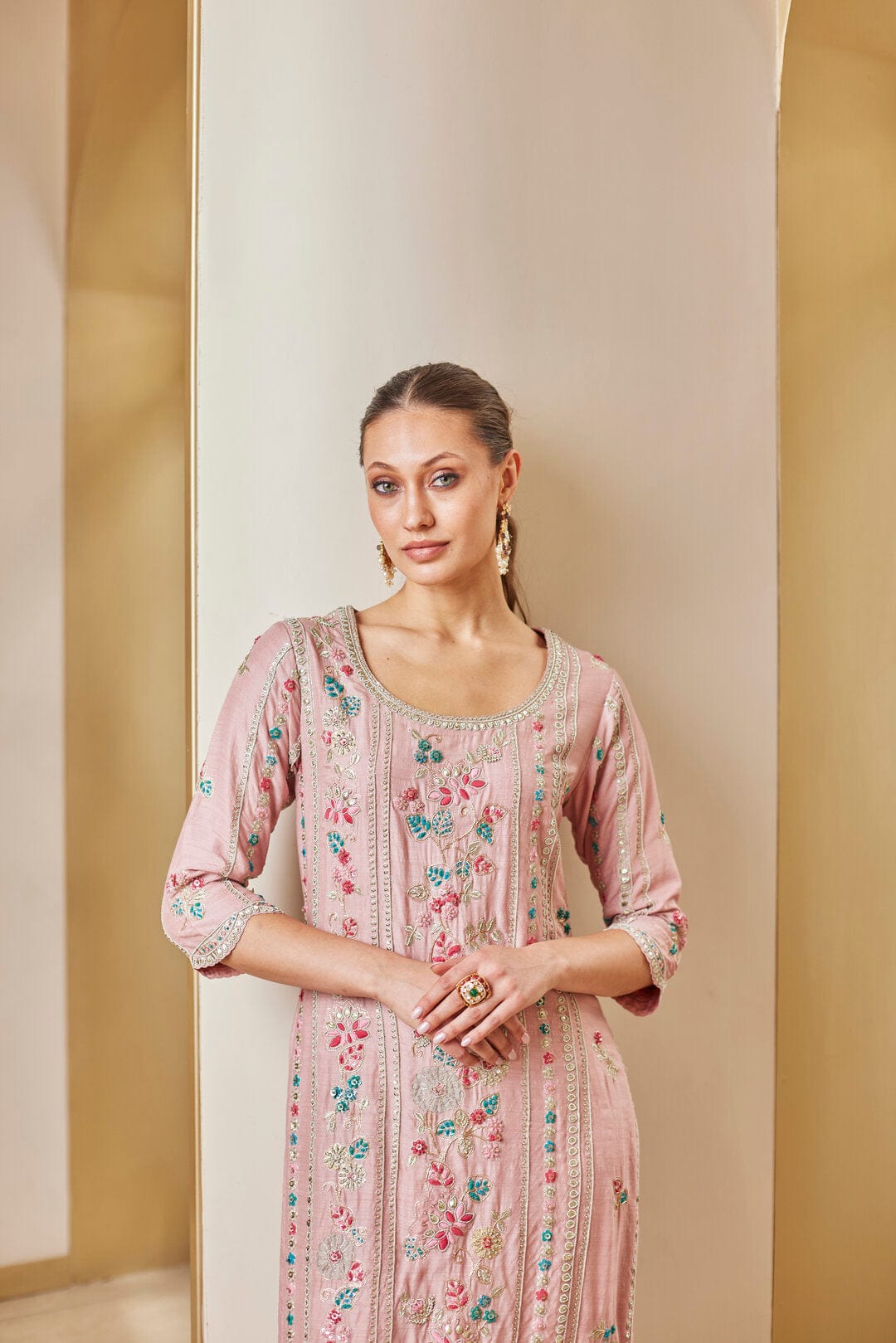 Soft Berry Embroidered Suit