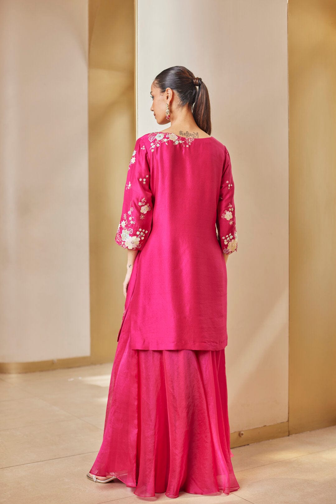 Scarlet Embroidered Sharara Suit