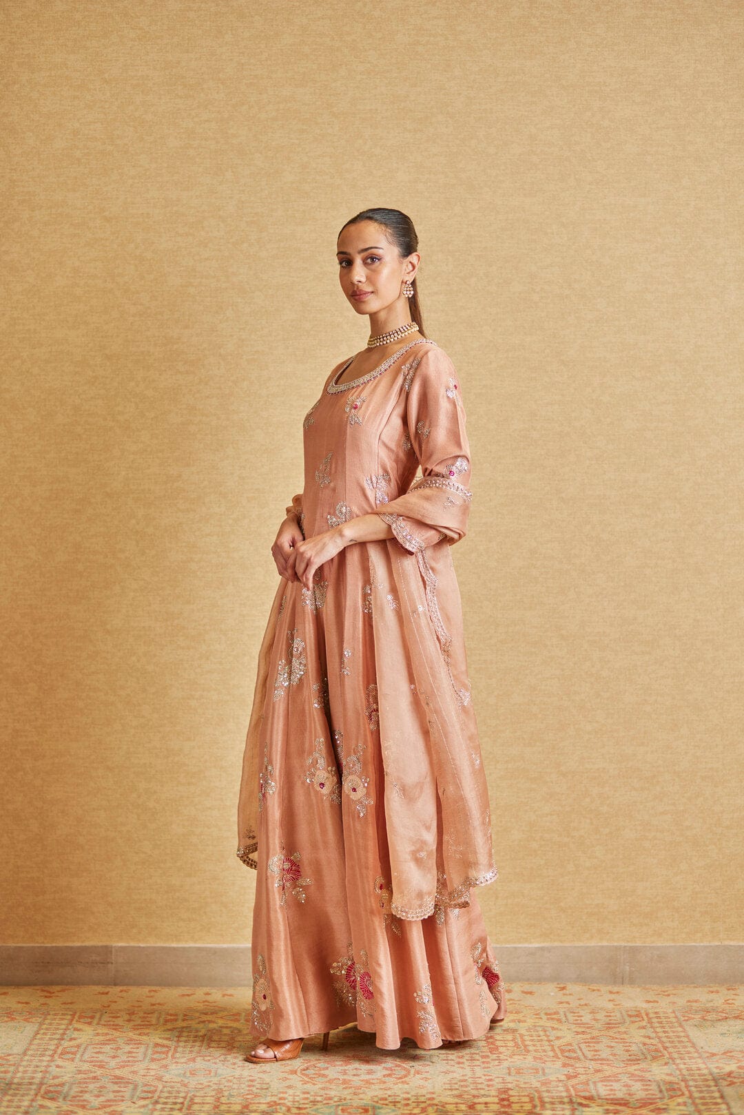 Sepia Rose Embroidered Anarkali