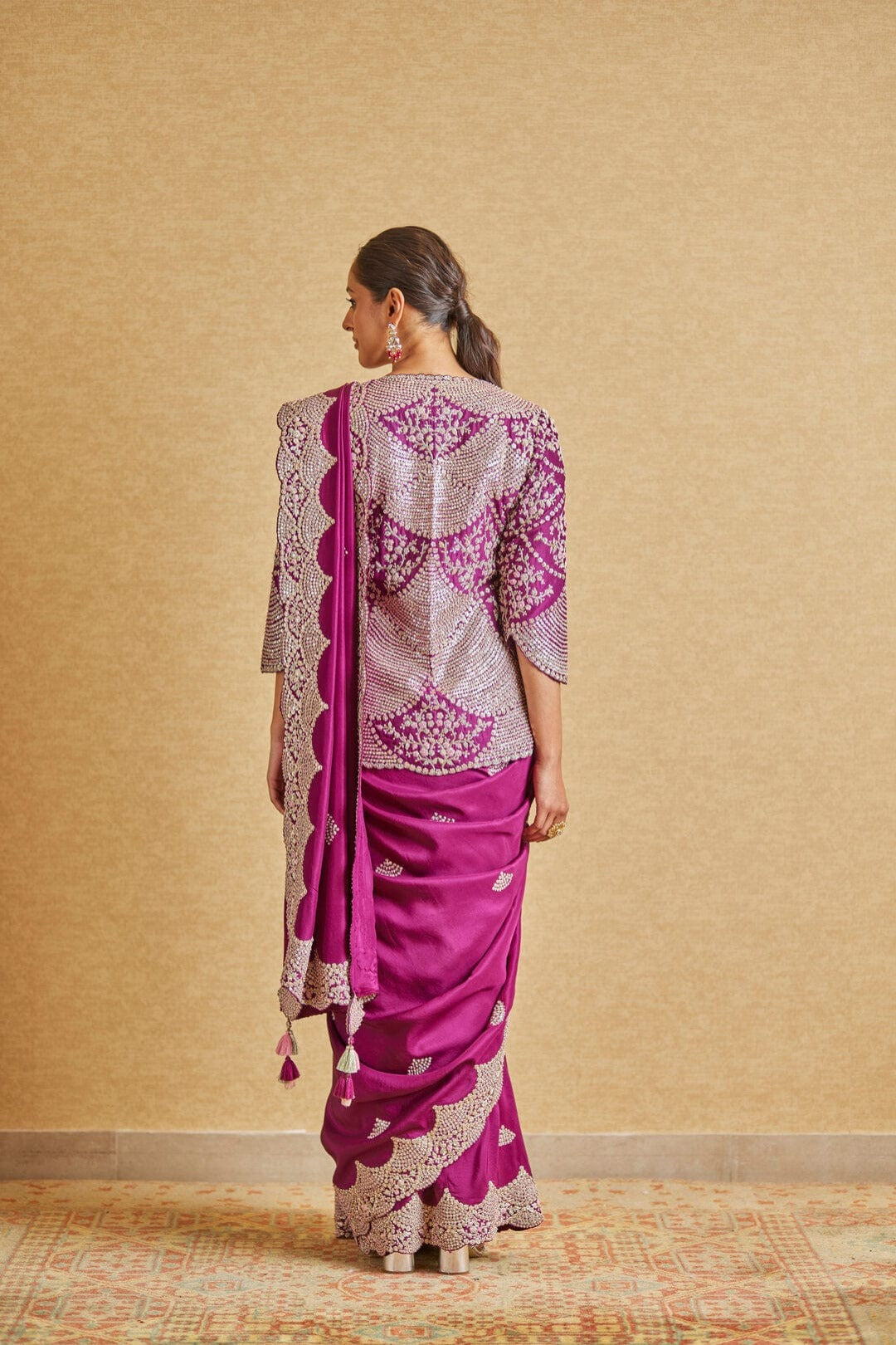 Aubergine Embroidered Saree