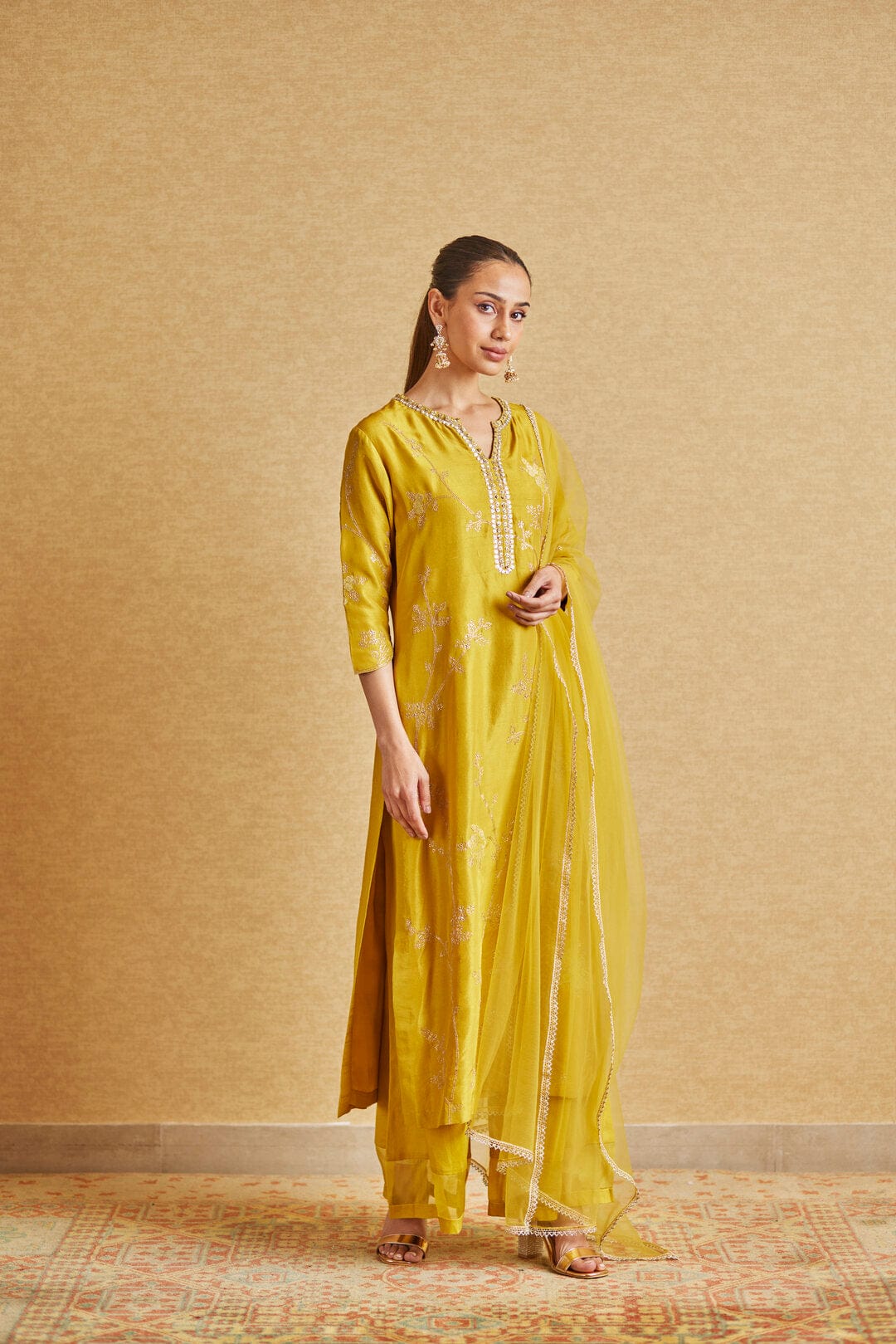 Mustard Embroidered Suit