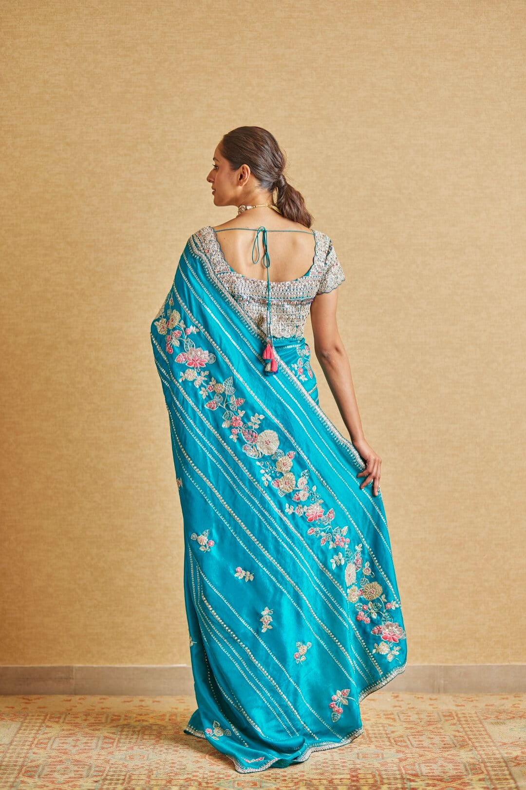 Pine Embroidered Saree