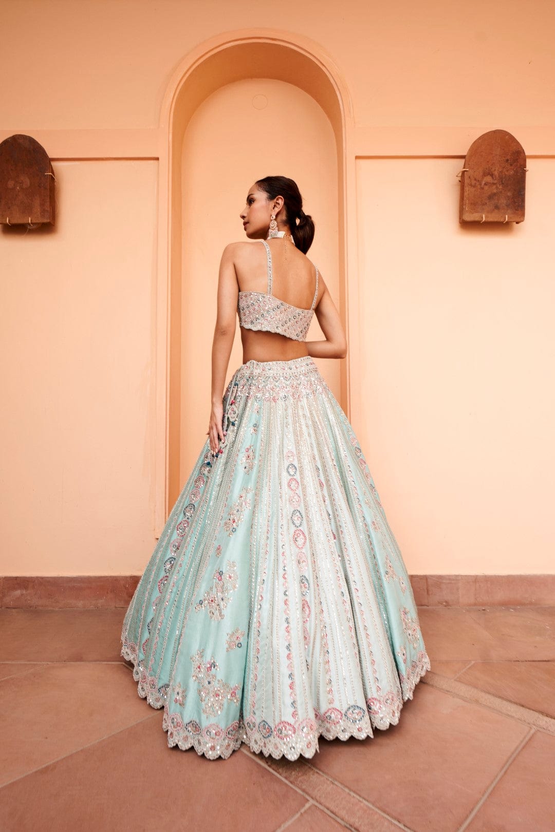 Powder Blue Embroidered Lehenga Set