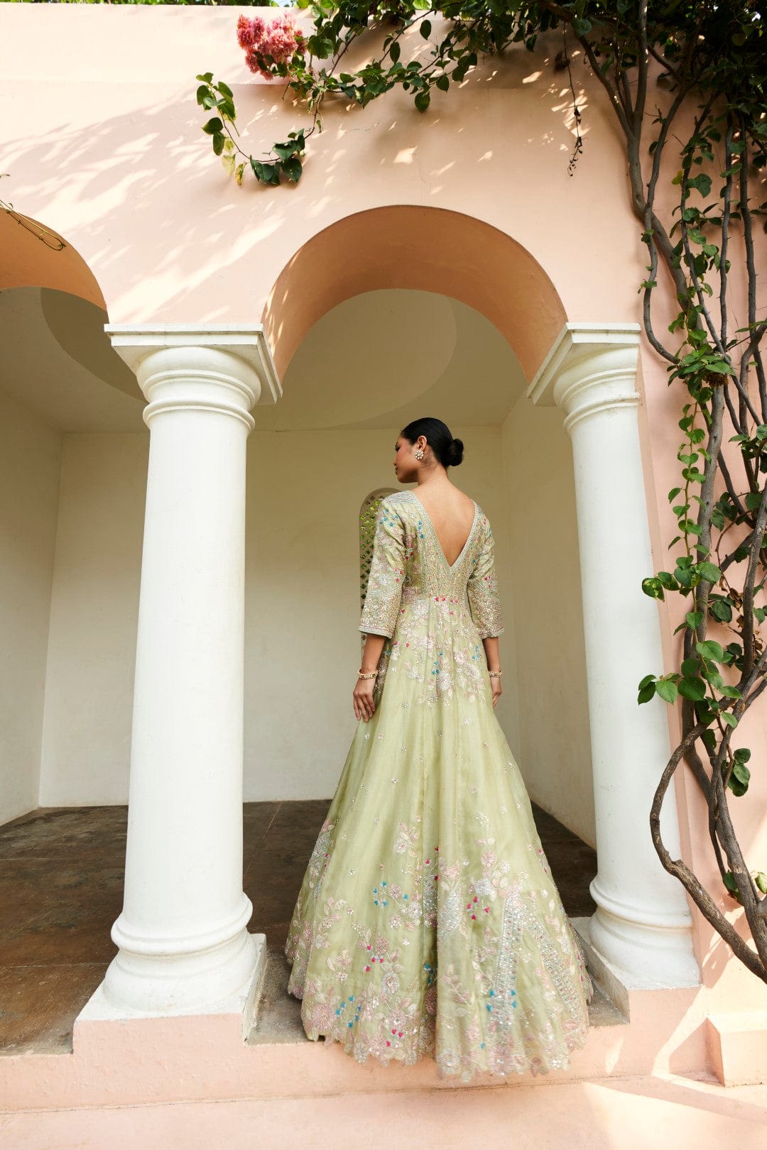 Mist Green Embroidered Gown