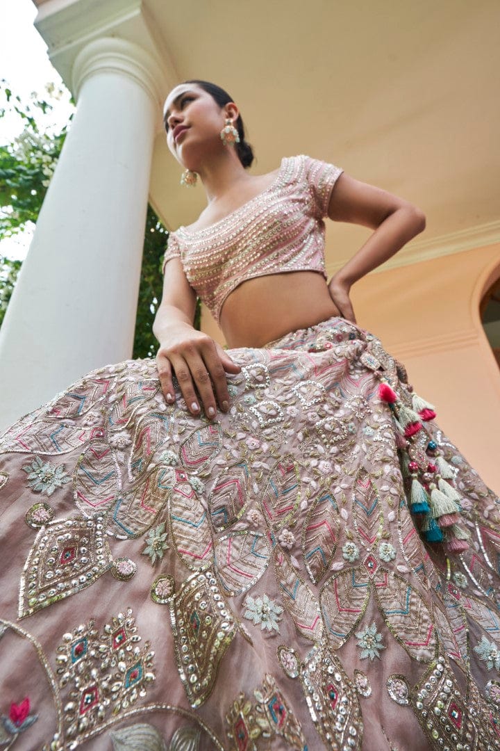 French Rose Embroidered Lehenga Set