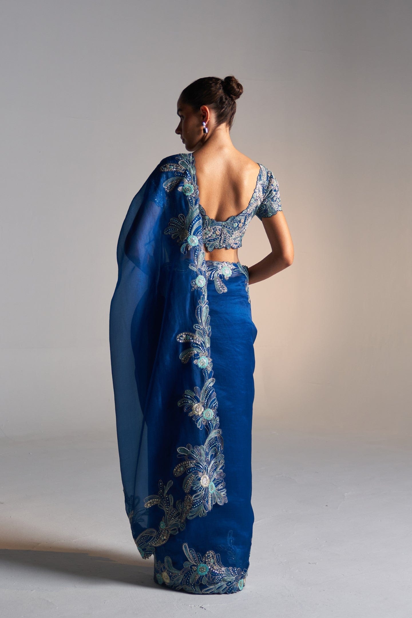 Jade Blue Organza saree