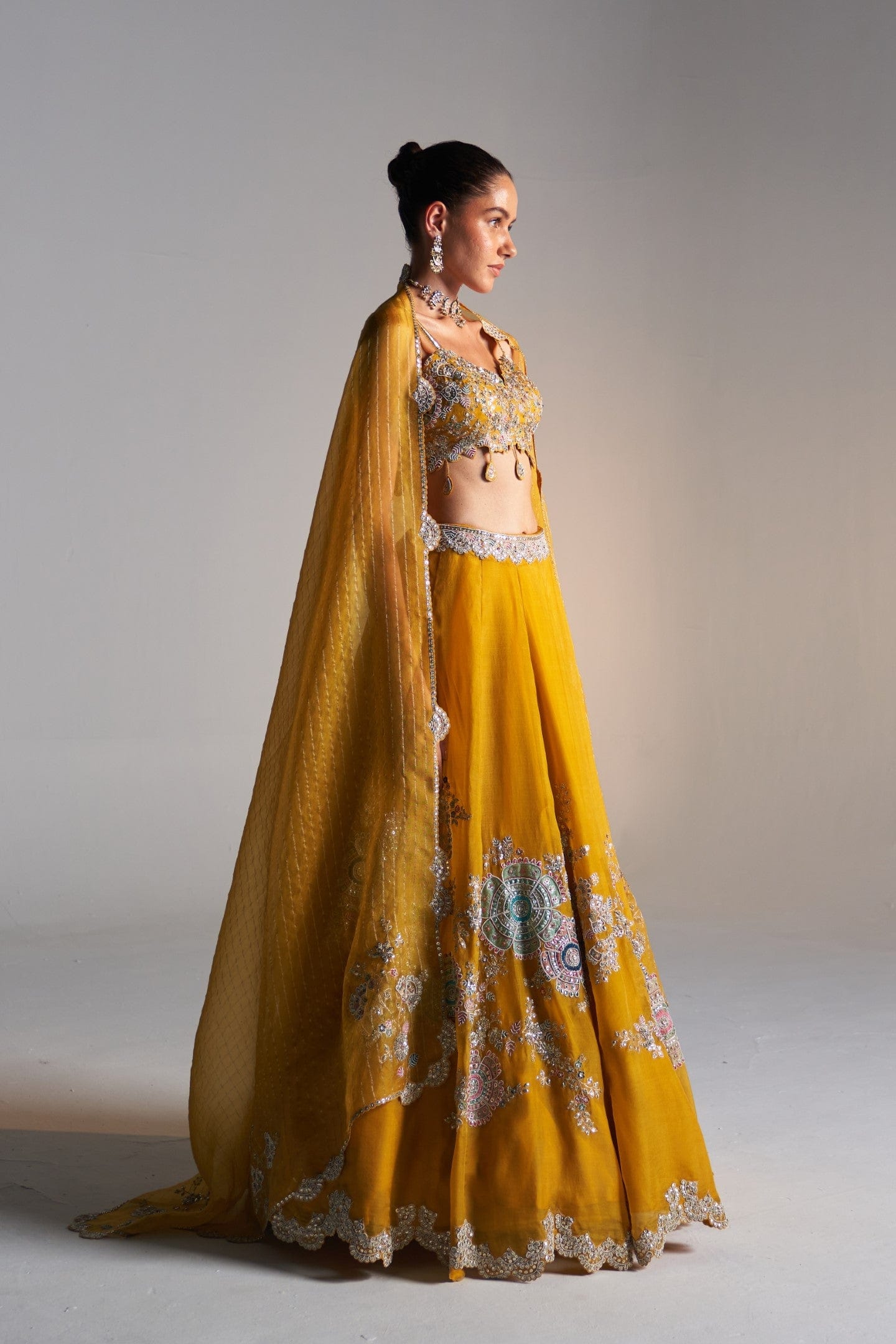 Honey Gold Embroidered Lehenga Set