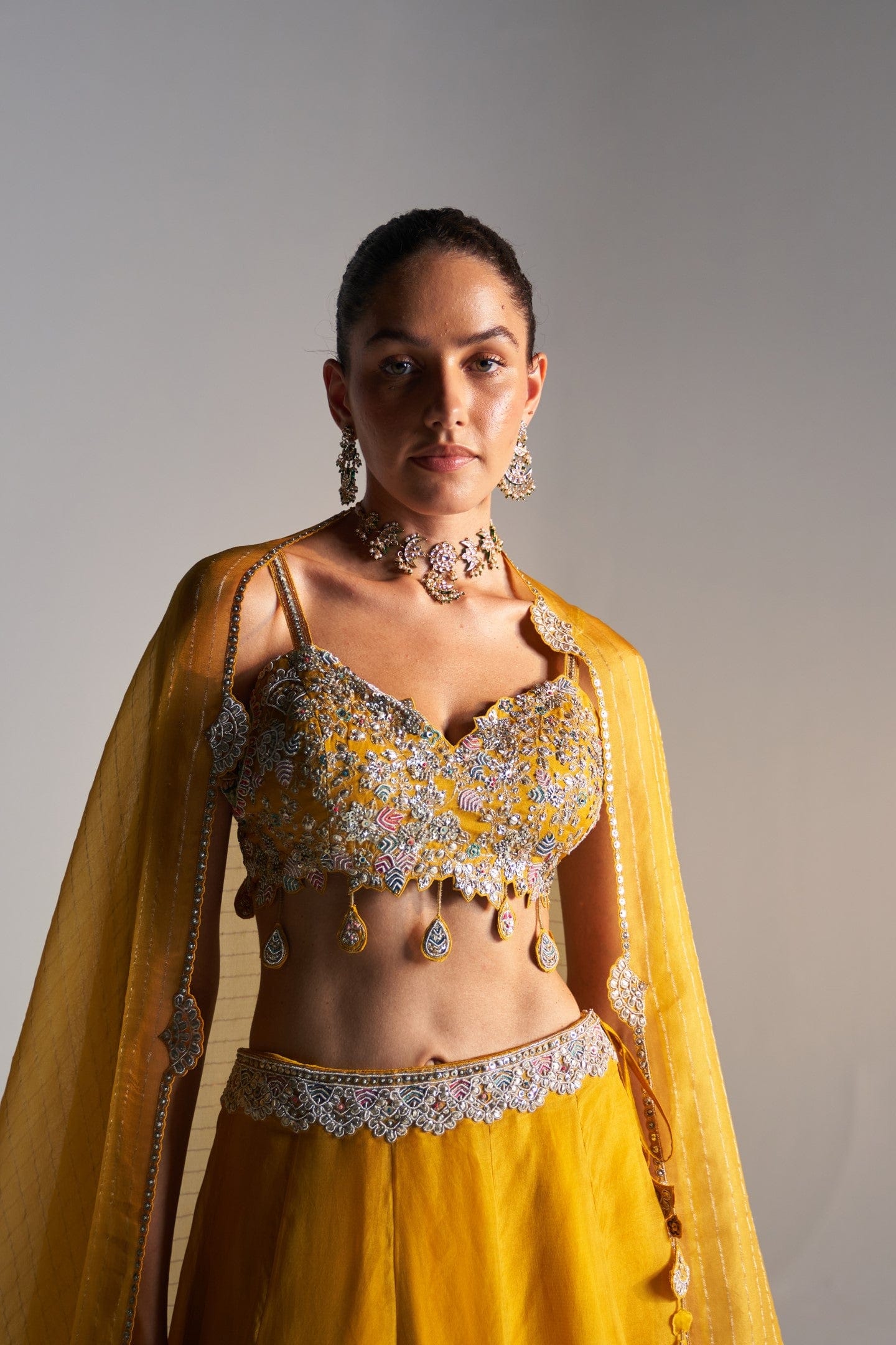 Honey Gold Embroidered Lehenga Set