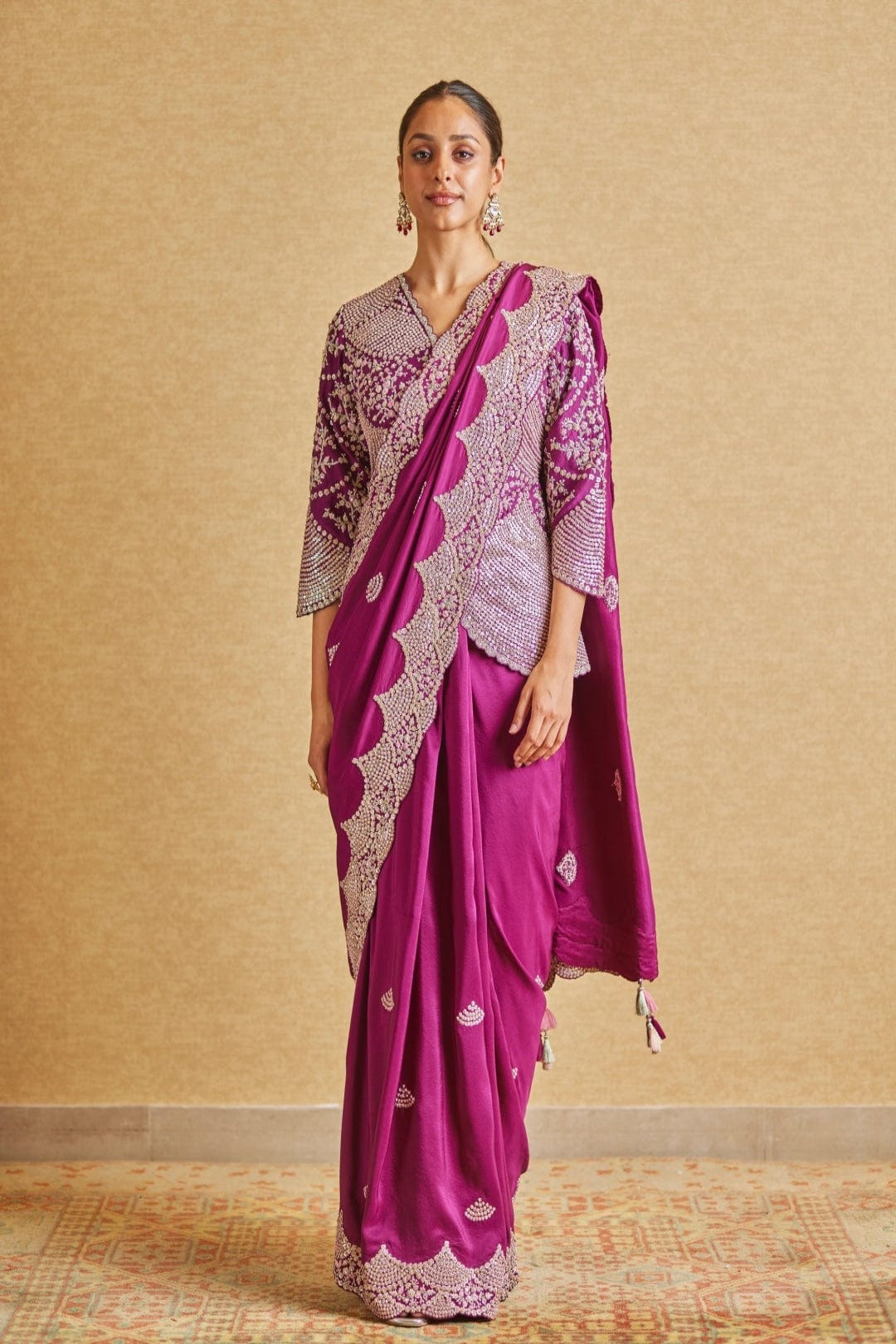 Aubergine Embroidered Saree