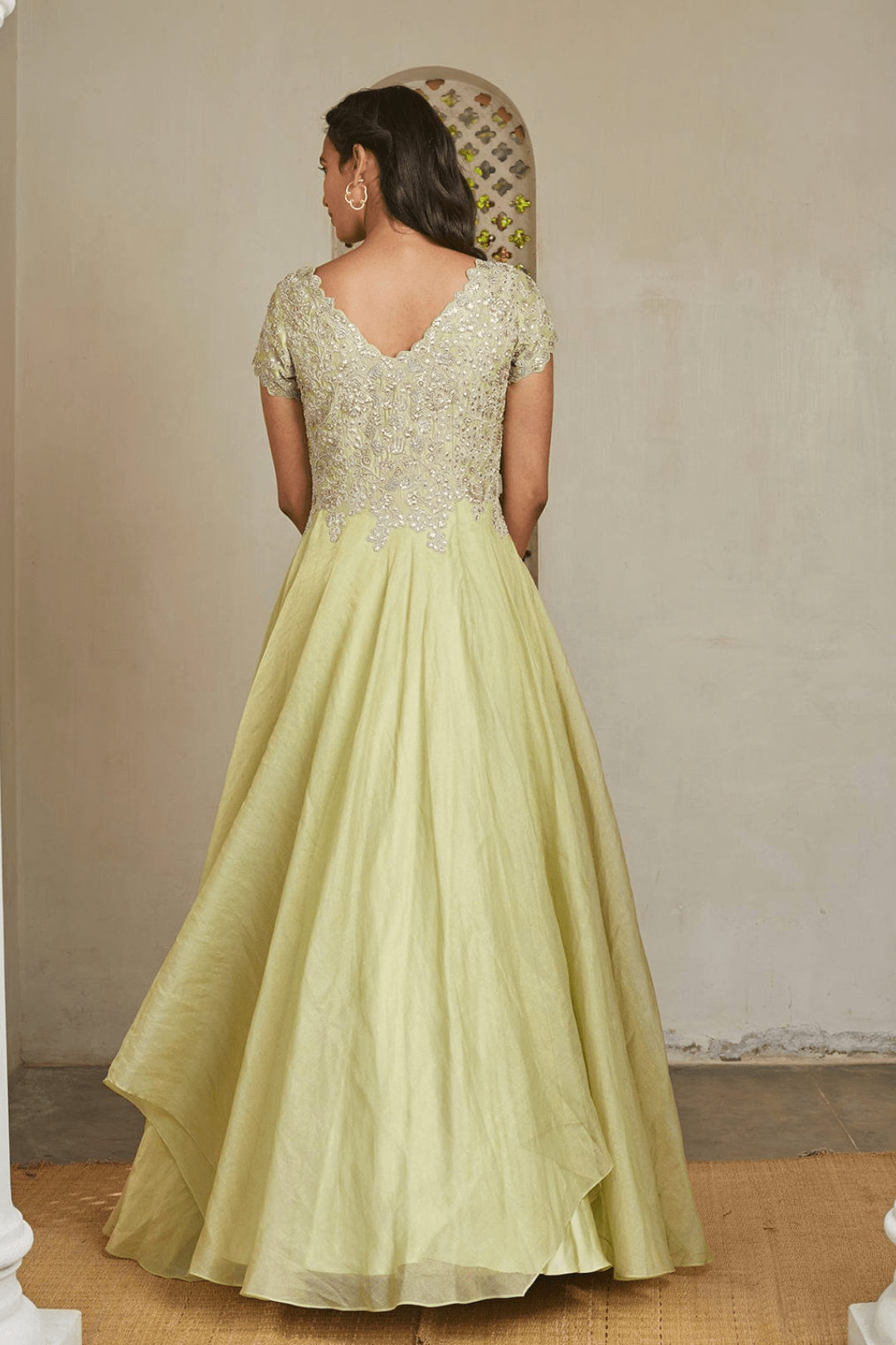 Mist Green Embroidered Gown