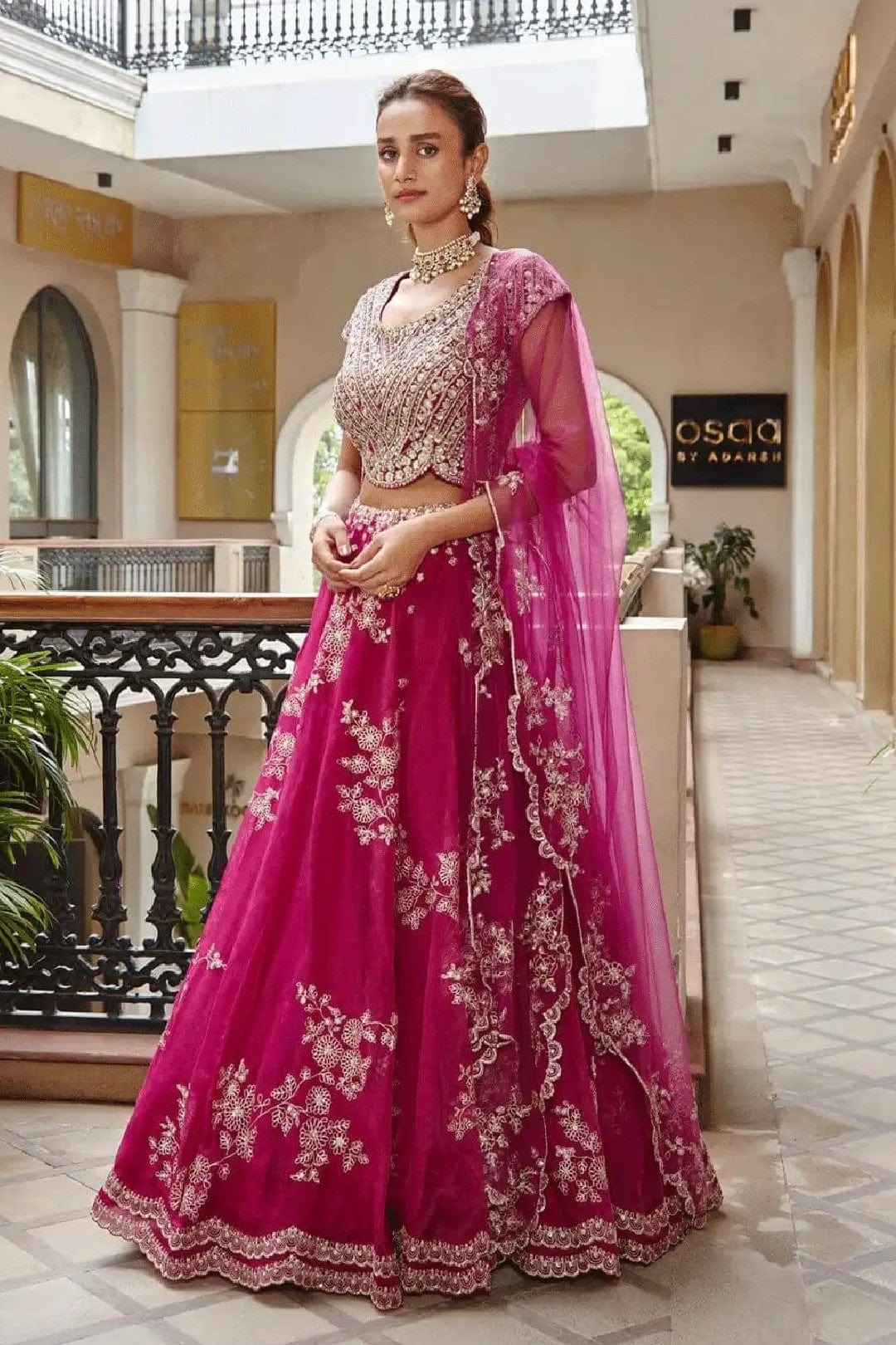 Plum Embroidered Lehenga Set