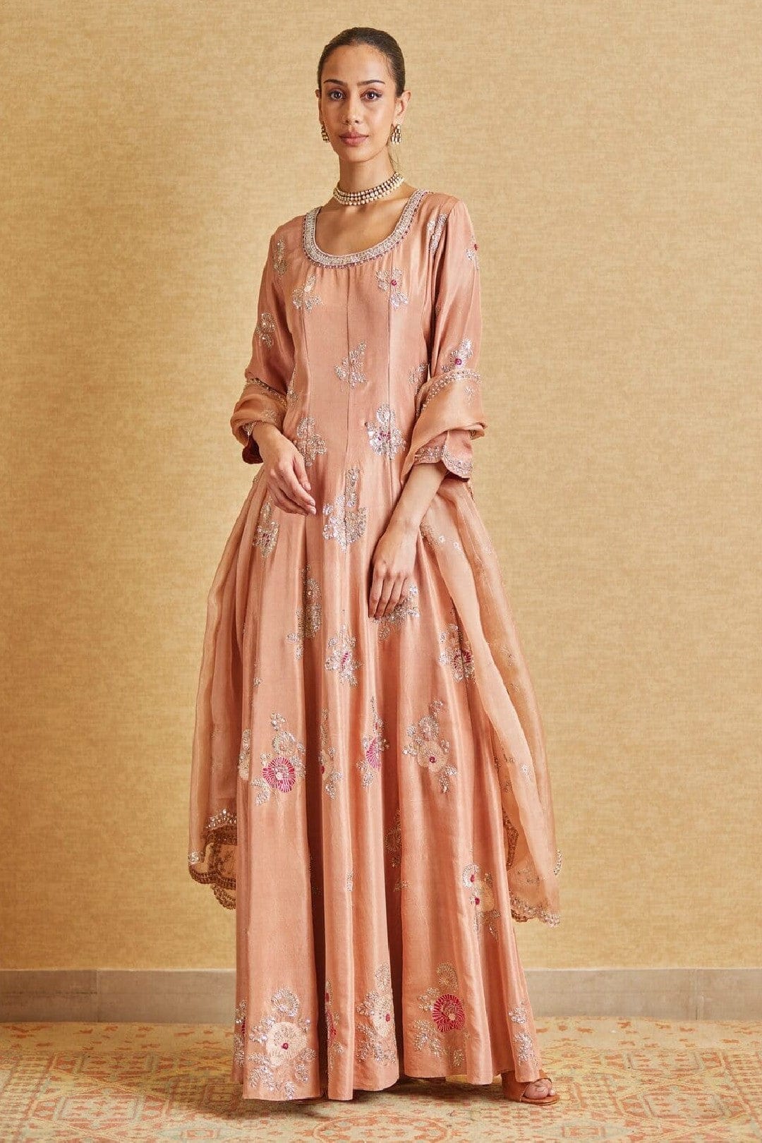 Sepia Rose Embroidered Anarkali