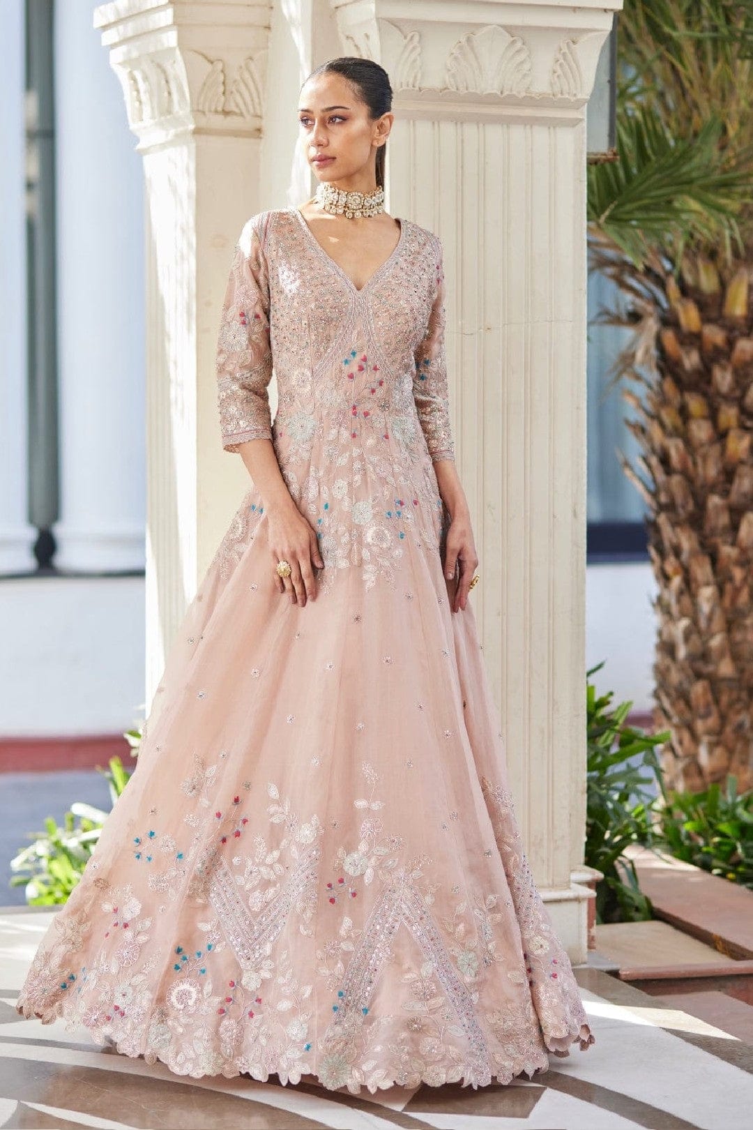 Dusty Rose Embroidered Gown