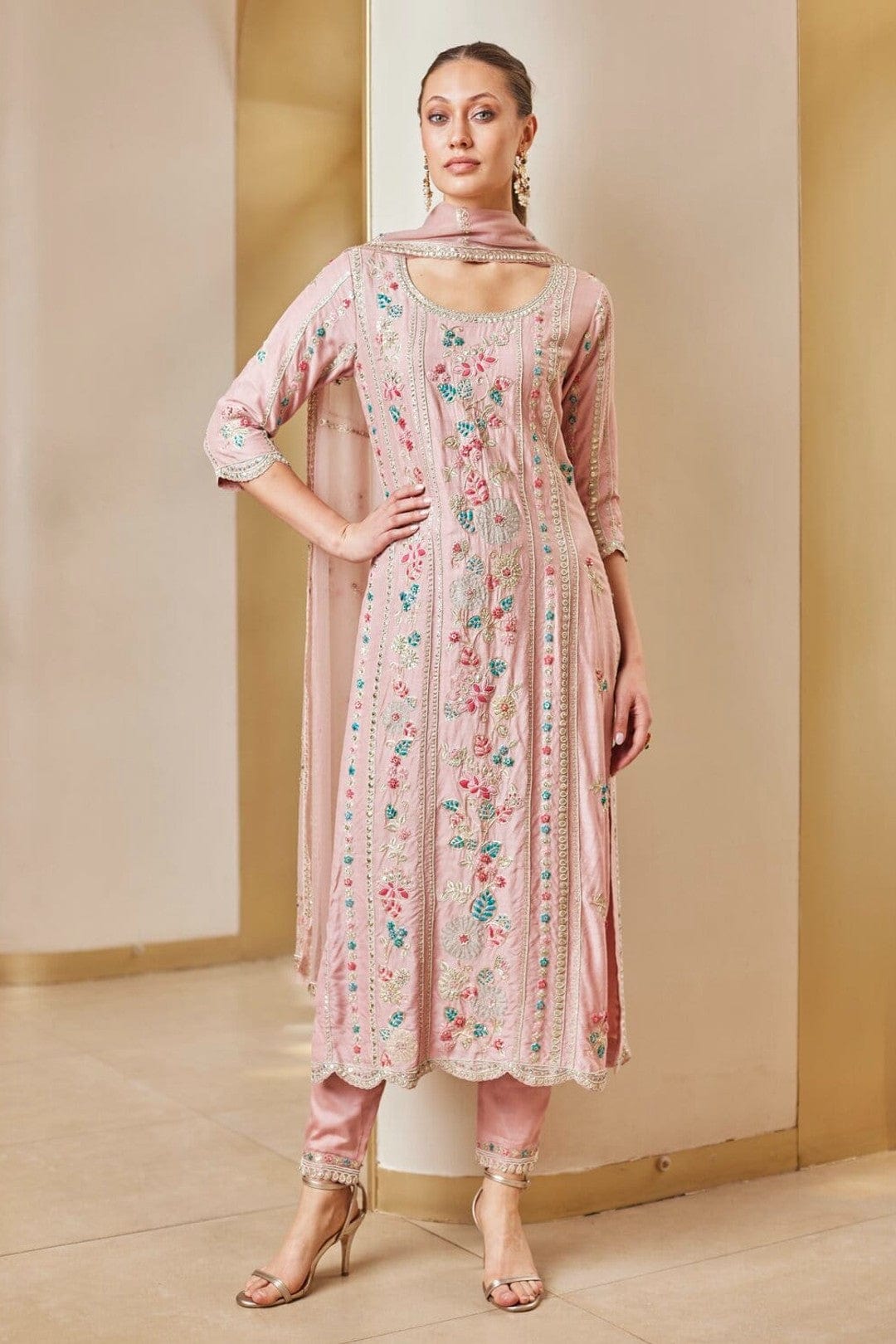 Soft Berry Embroidered Suit