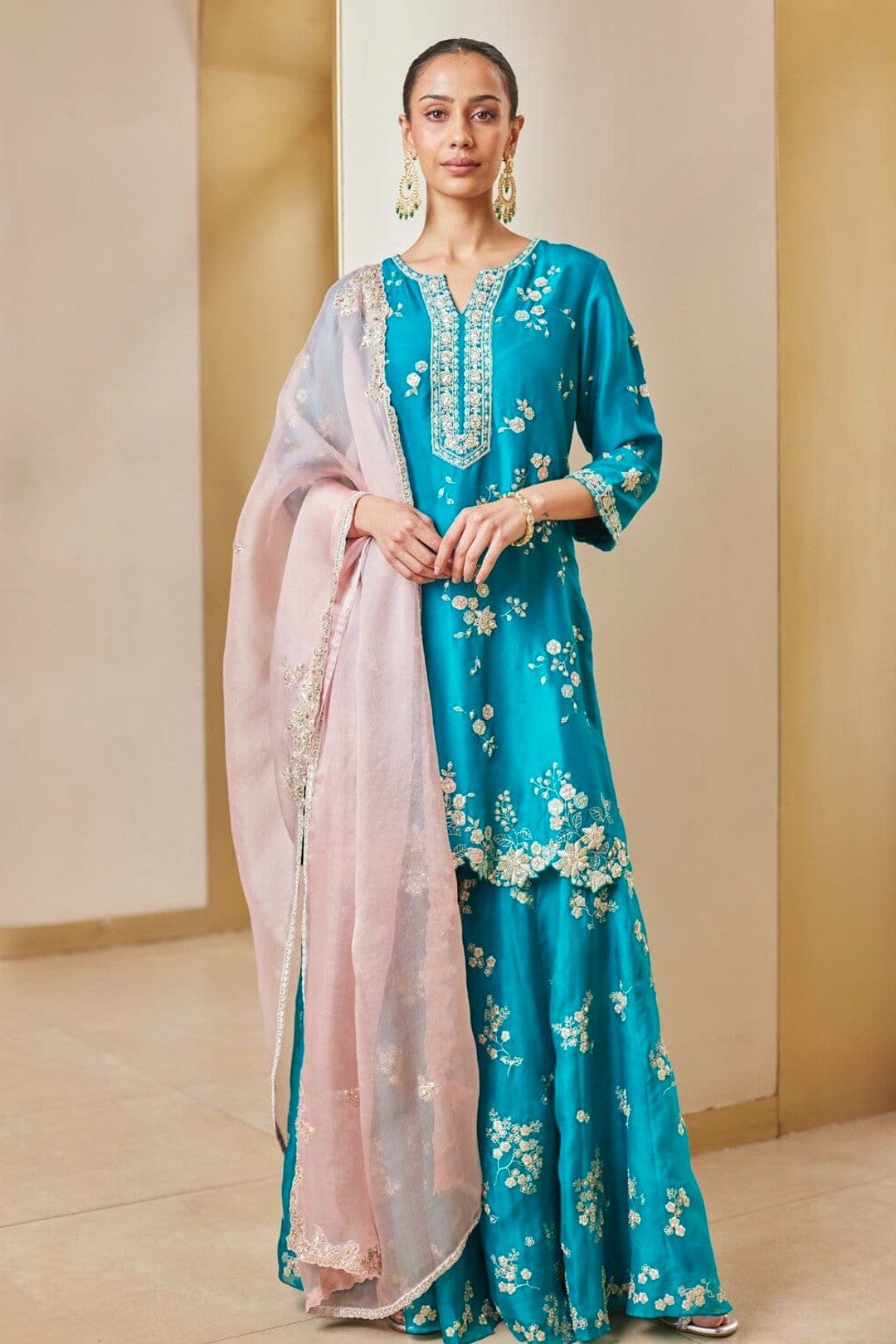 Pine Embroidered Sharara