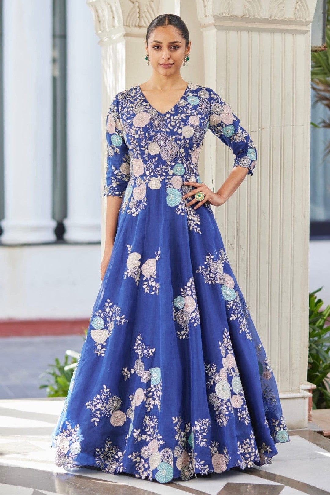 Midnight Blue Embroidered Gown