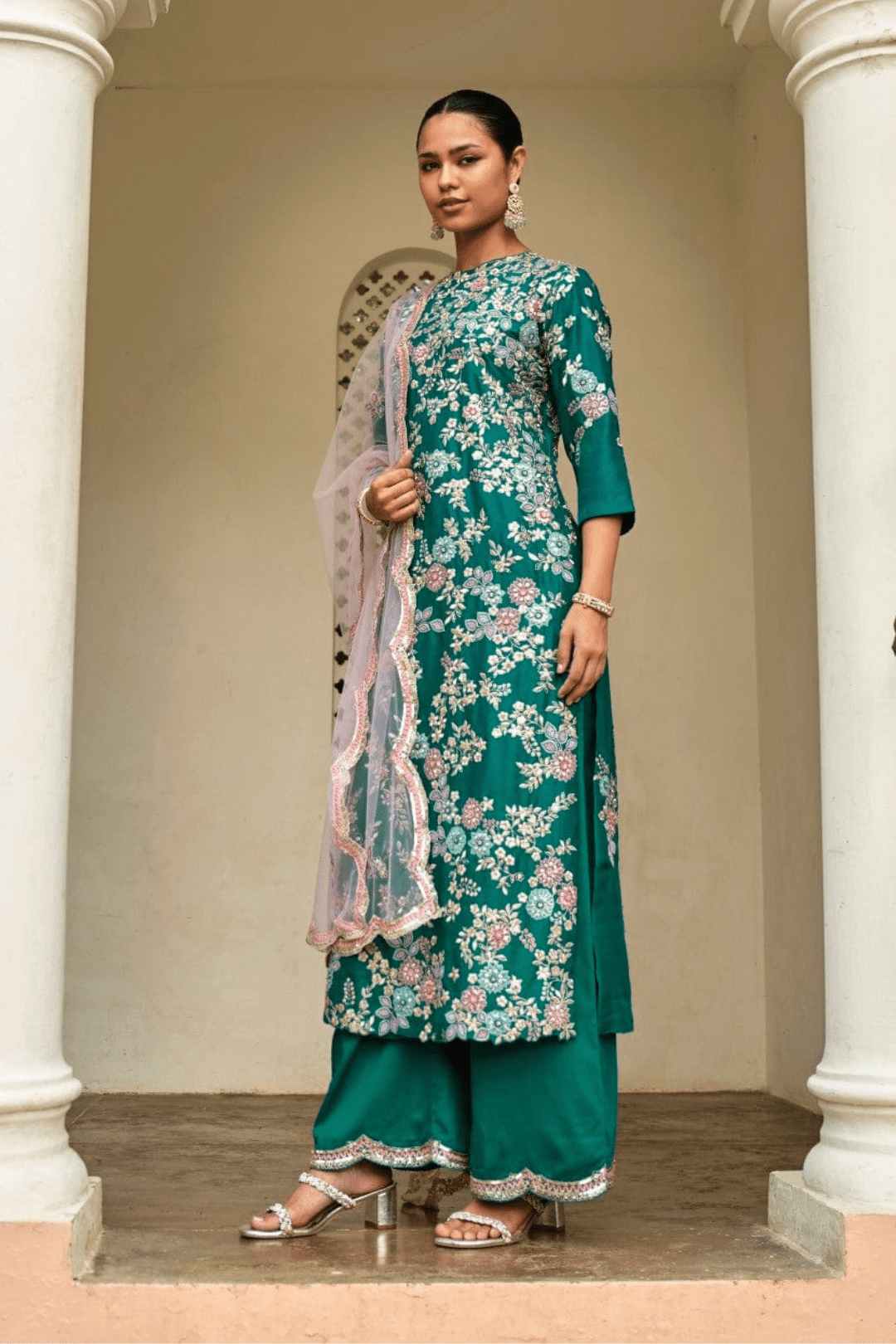 Pine Embroidered Straight Kurta Set