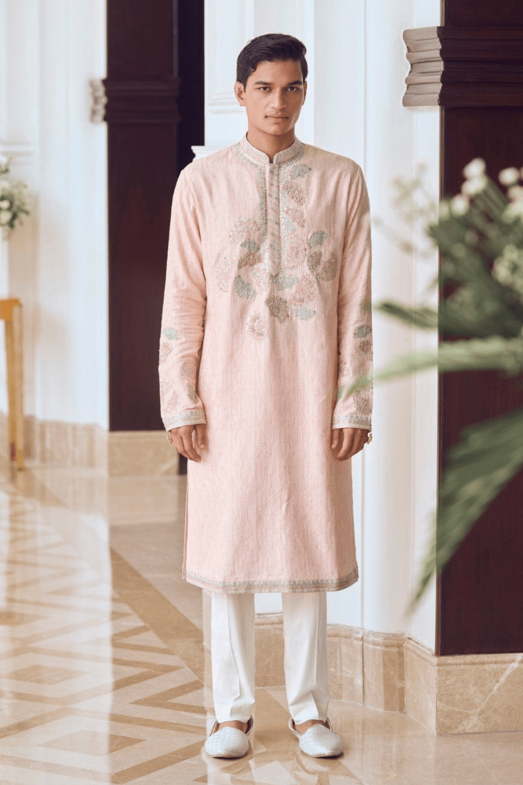 Powder Pink Embroidered Kurta Set