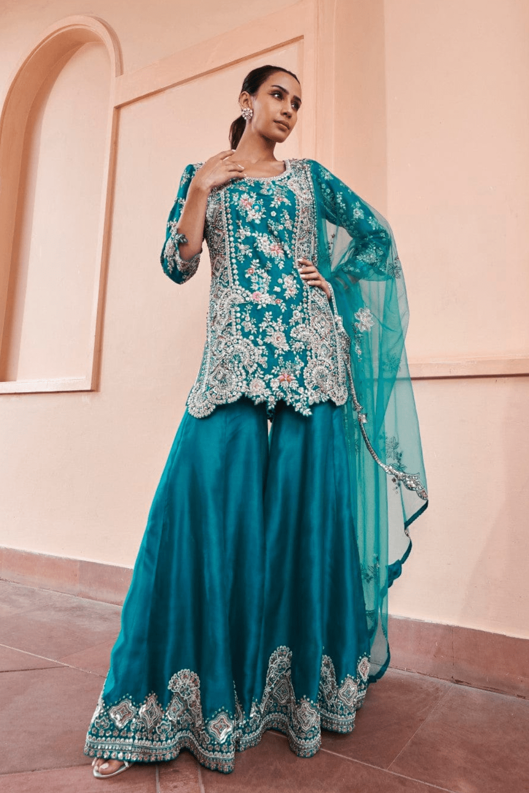 Pine Embroided Sharara