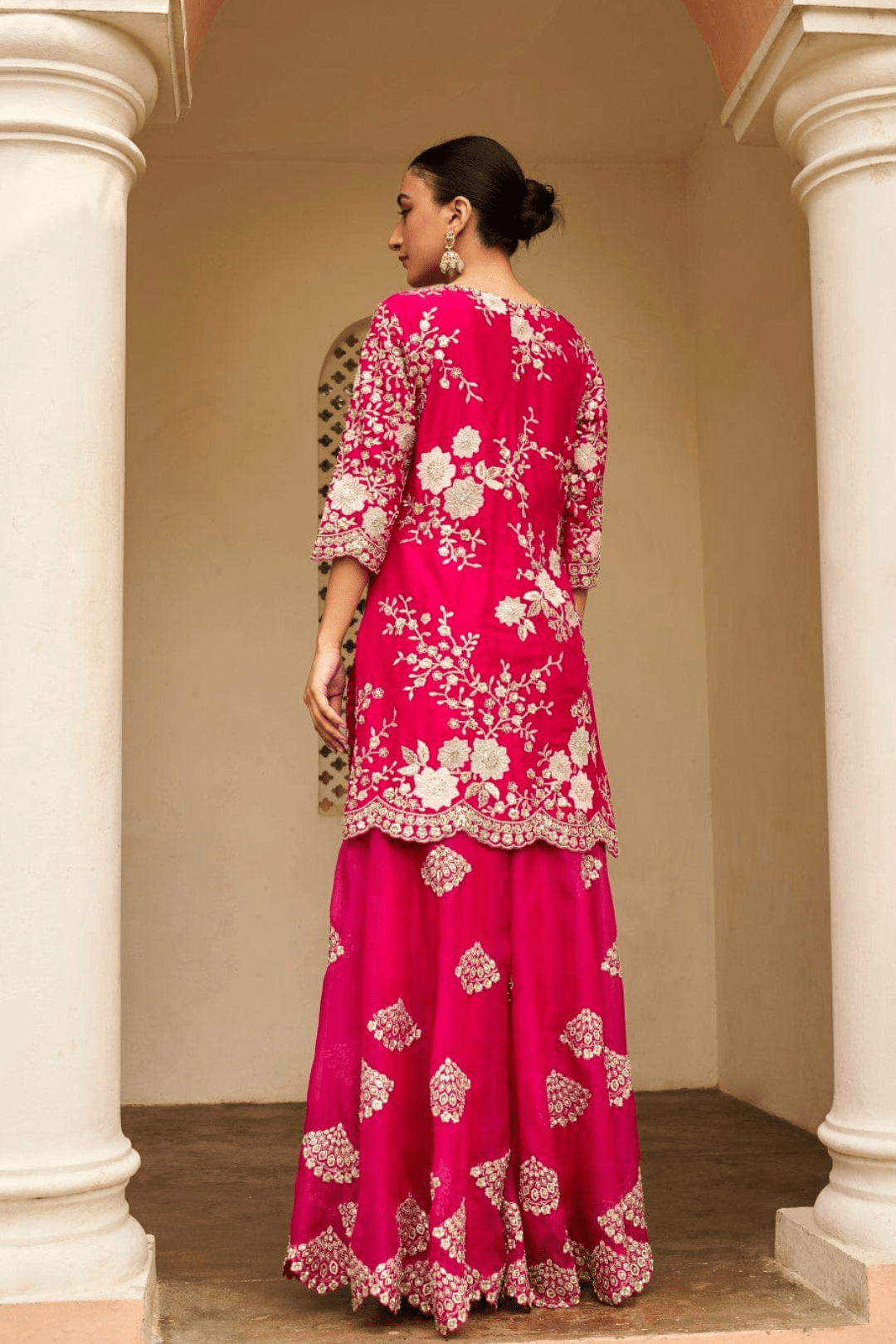 Scarlet Embroidered Sharara Set