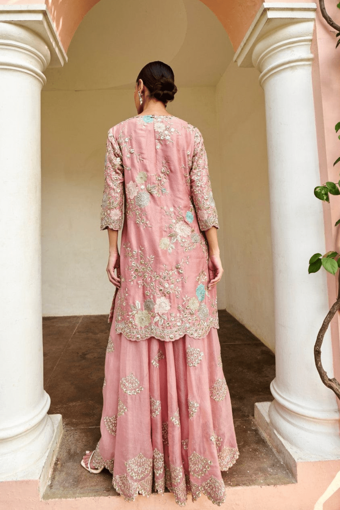 Soft Berry Embroidered Sharara Set