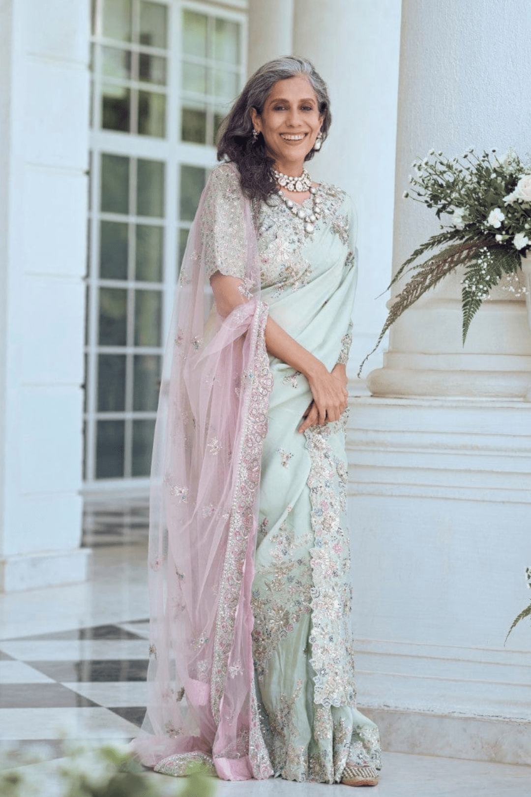 Frost Blue Embroidered Saree