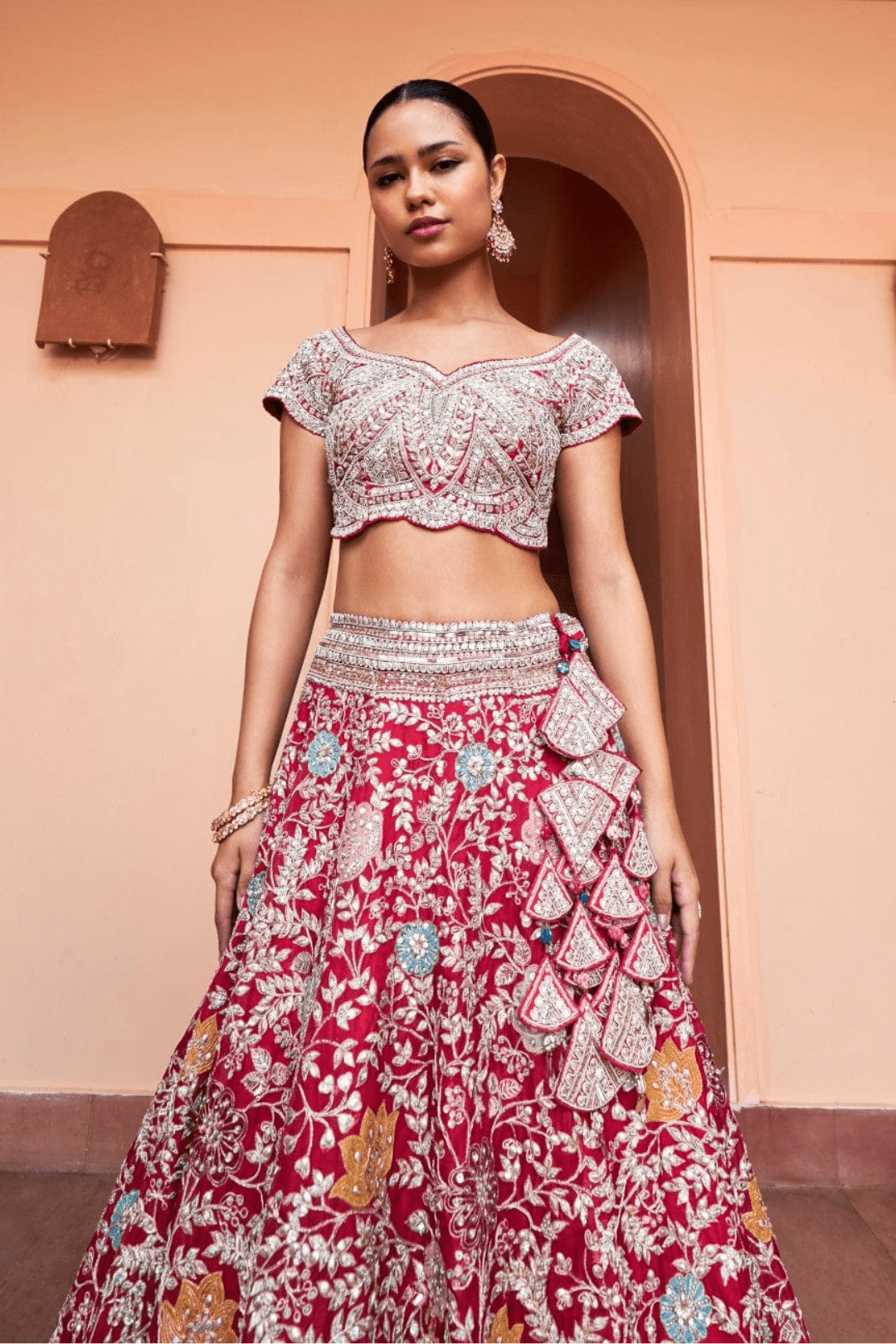 Cut Ruby Embroidered Lehenga Set