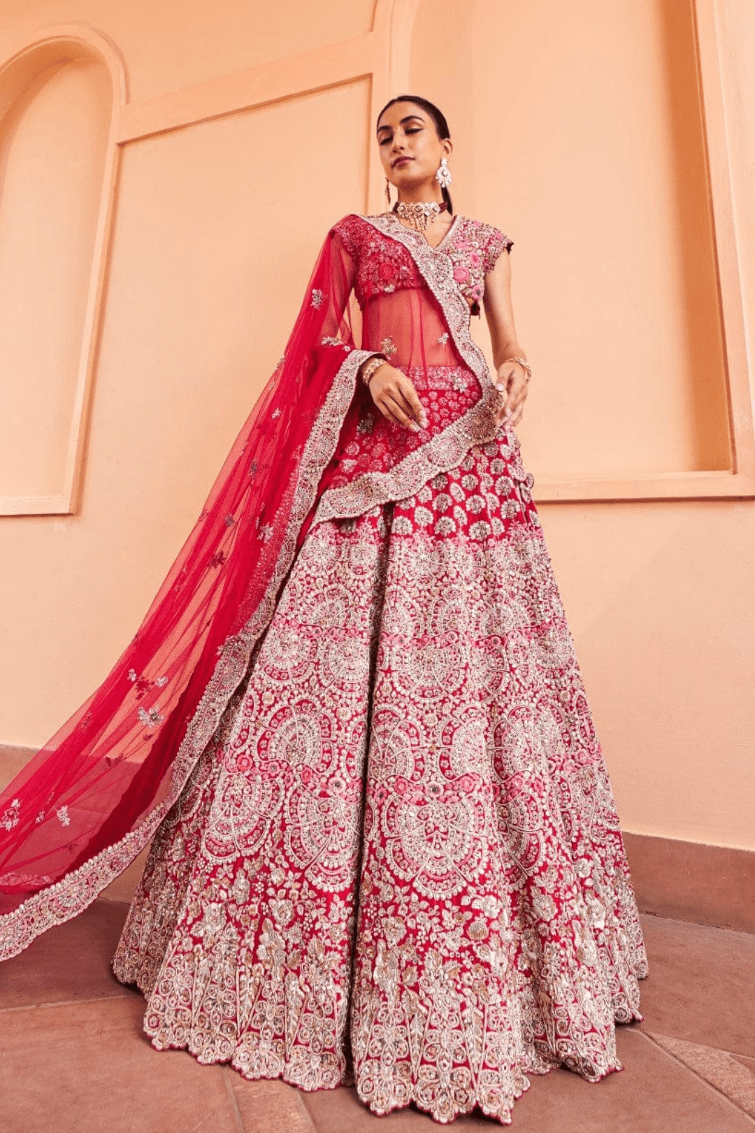 Cut Ruby Embroidered Lehenga Set