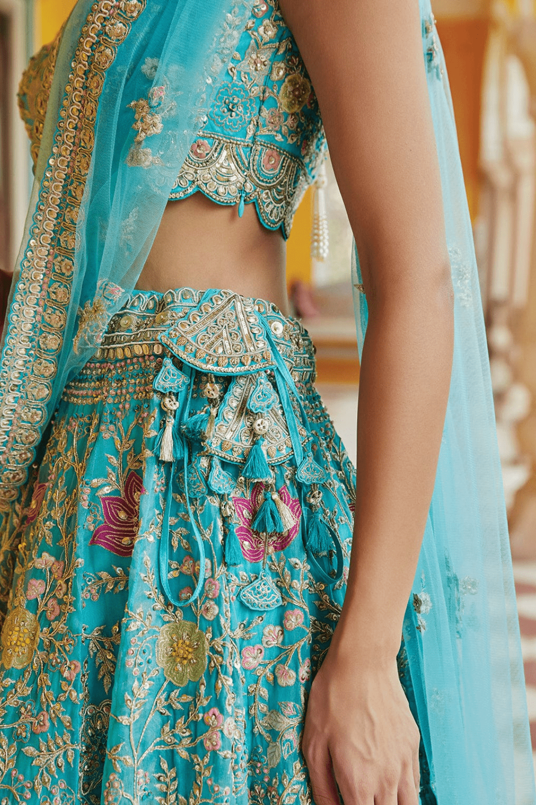 Firoza Embroidered Floral Lehenga with Dupatta