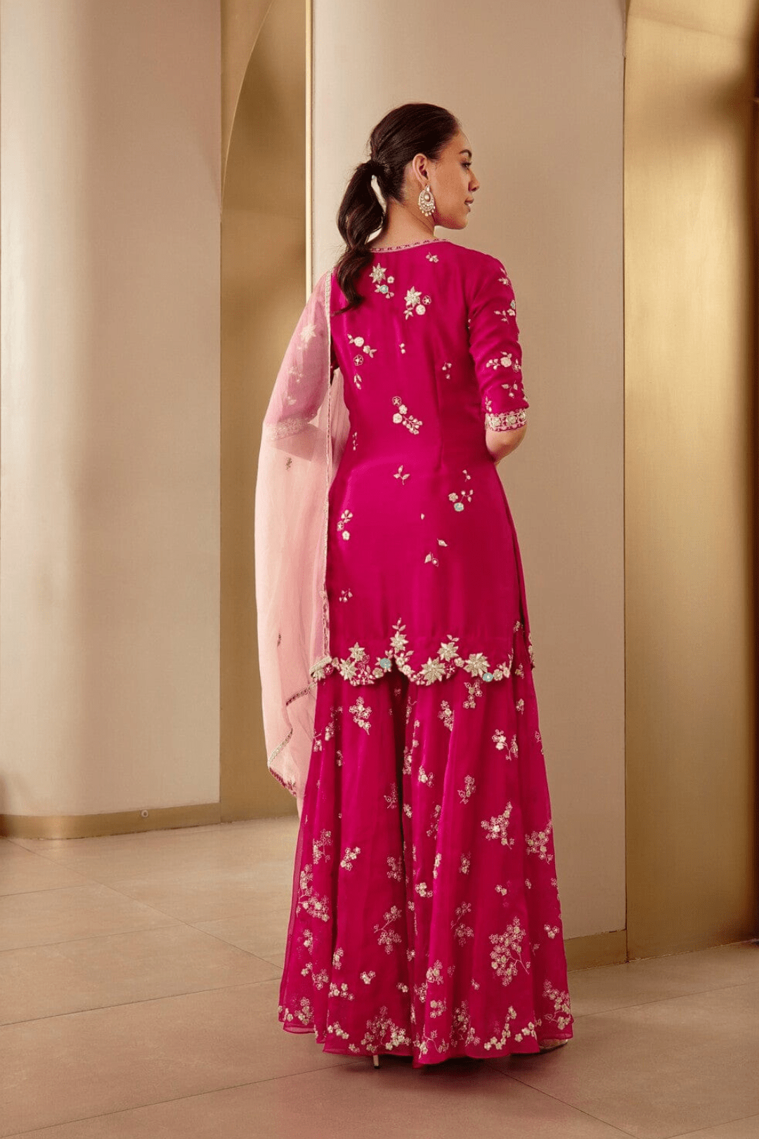 Scarlet Embroidered Sharara Set