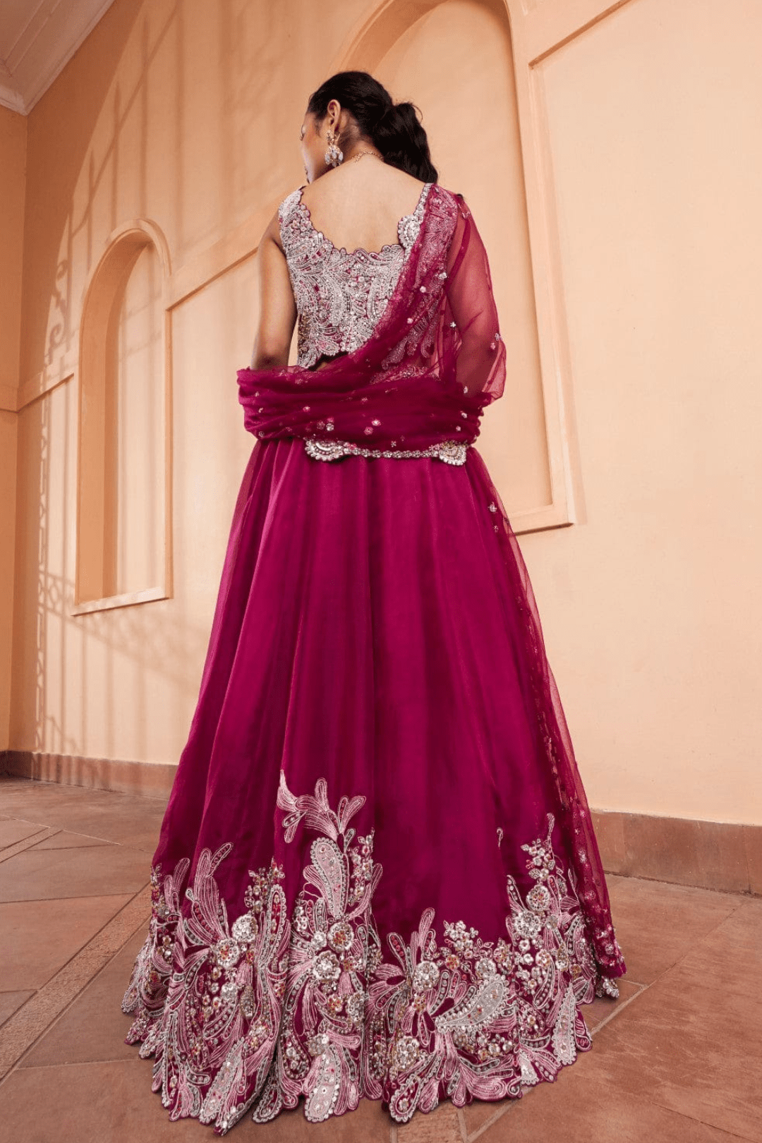 Sangria Plum Embroidered Lehenga Set