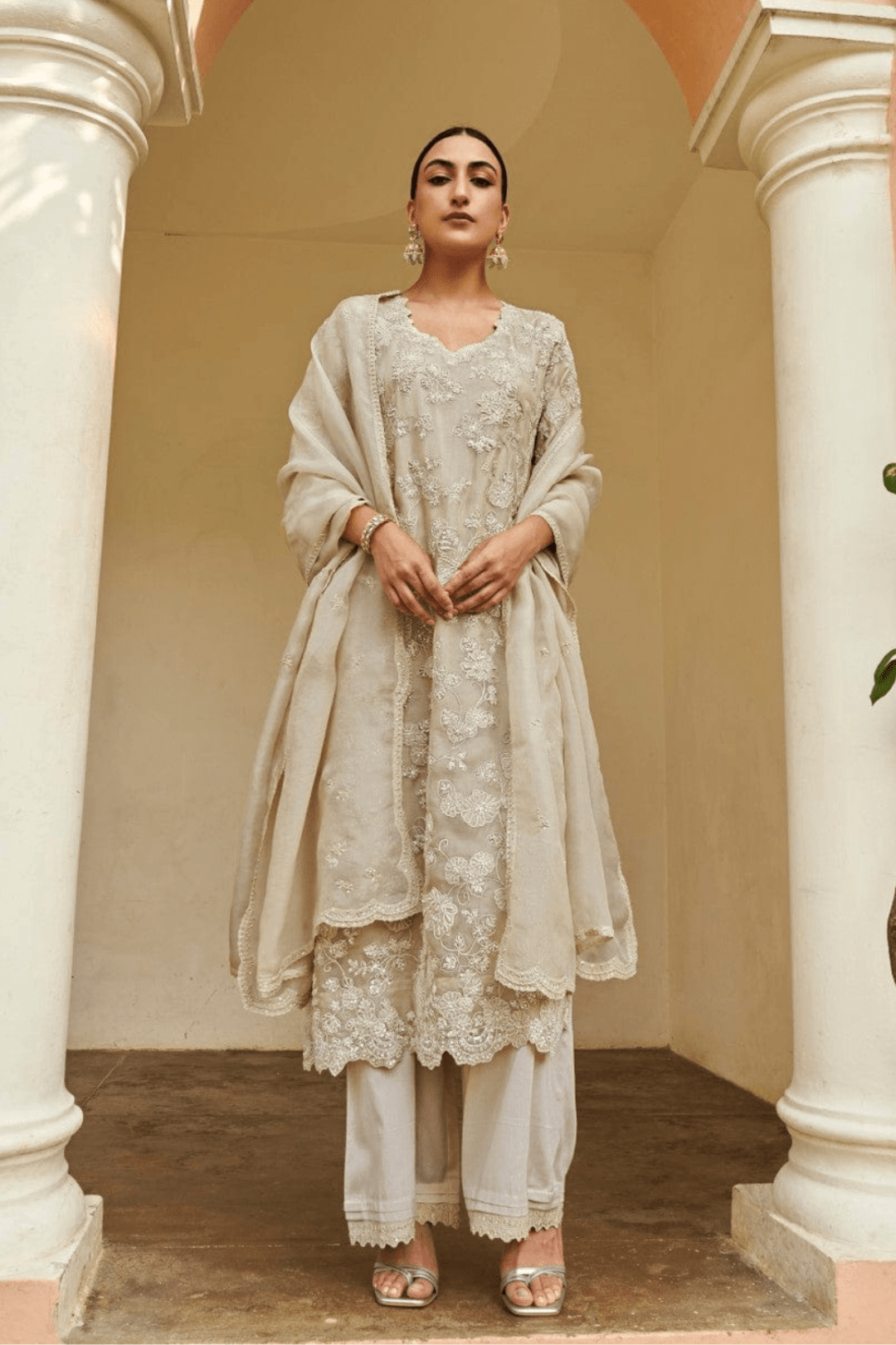 Pearl Embroidered Suit Set