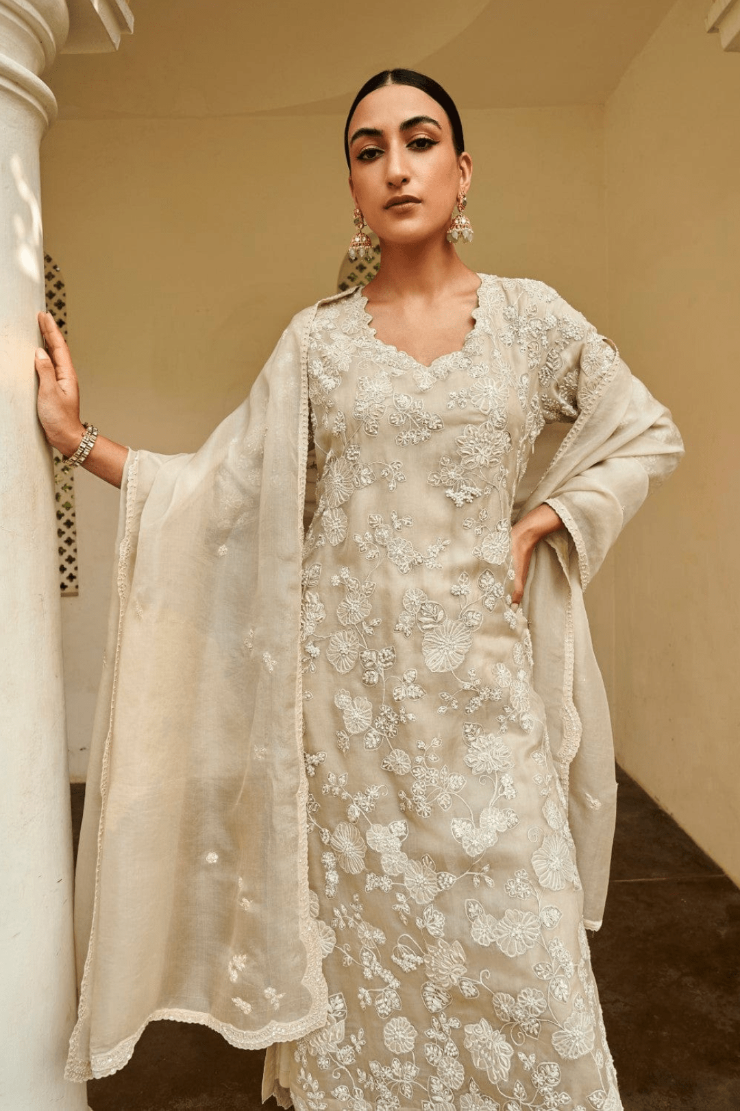 Pearl Embroidered Suit Set