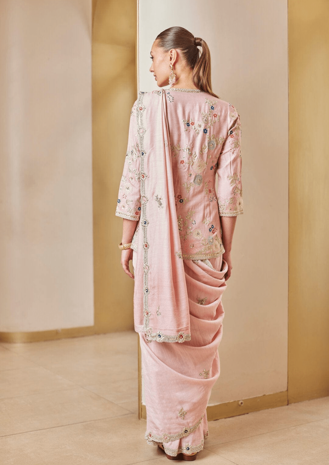 Soft Berry Embroidered Saree