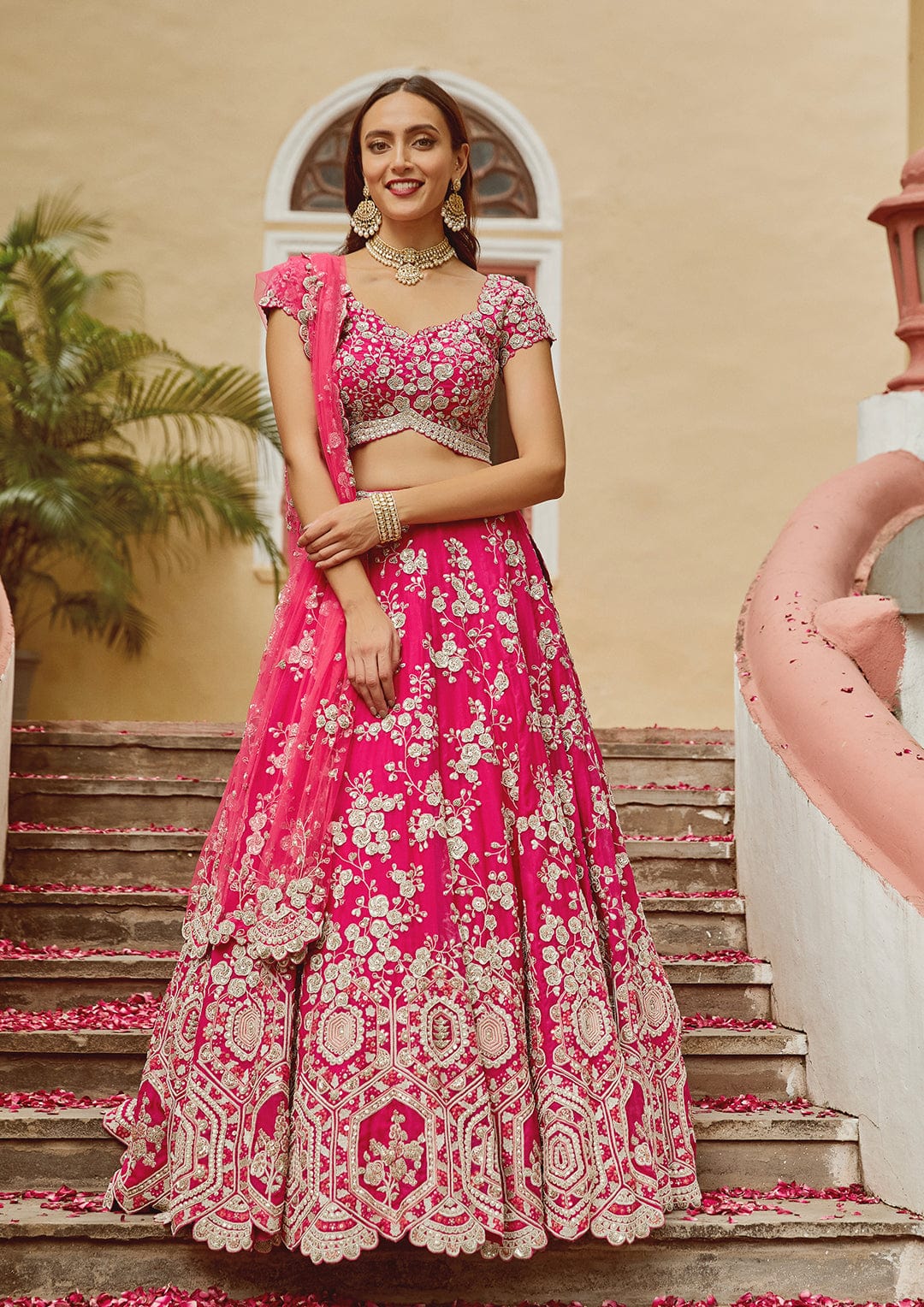 Scarlet Embroidered Lehenga with Embroidered Dupatta