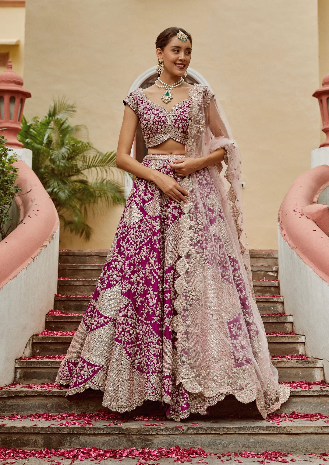 Wedding Wear / Party Wear Baby Pink Lehenga Choli Set with Dupatta –  thekurtalady