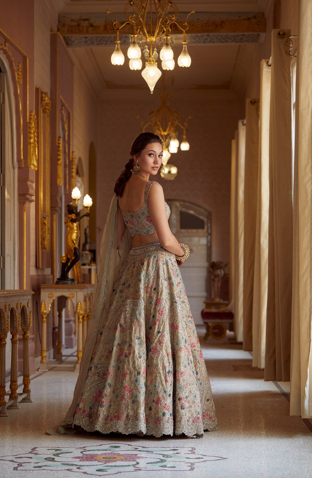 Pearl Embroidered Organza Lehenga