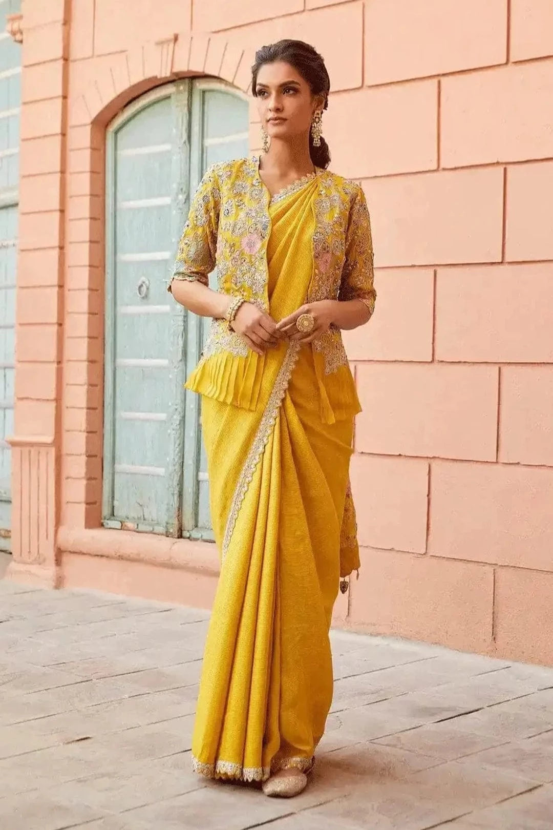 Honey Gold Embroidered Saree