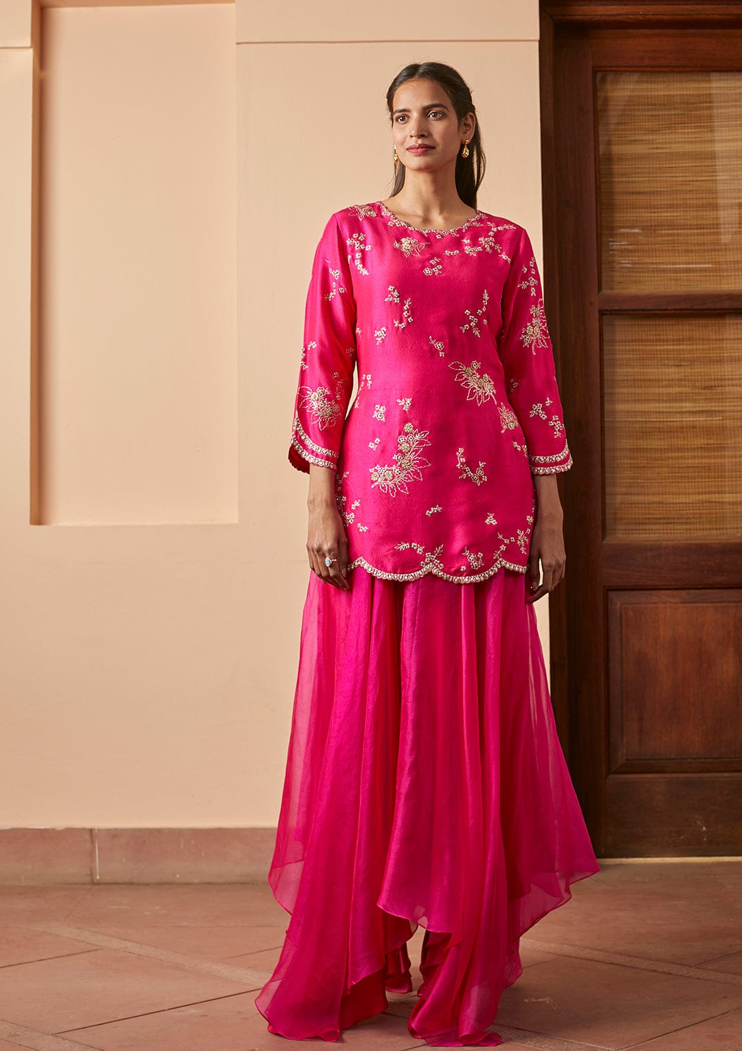 Gul Embroidered Top and Skirt